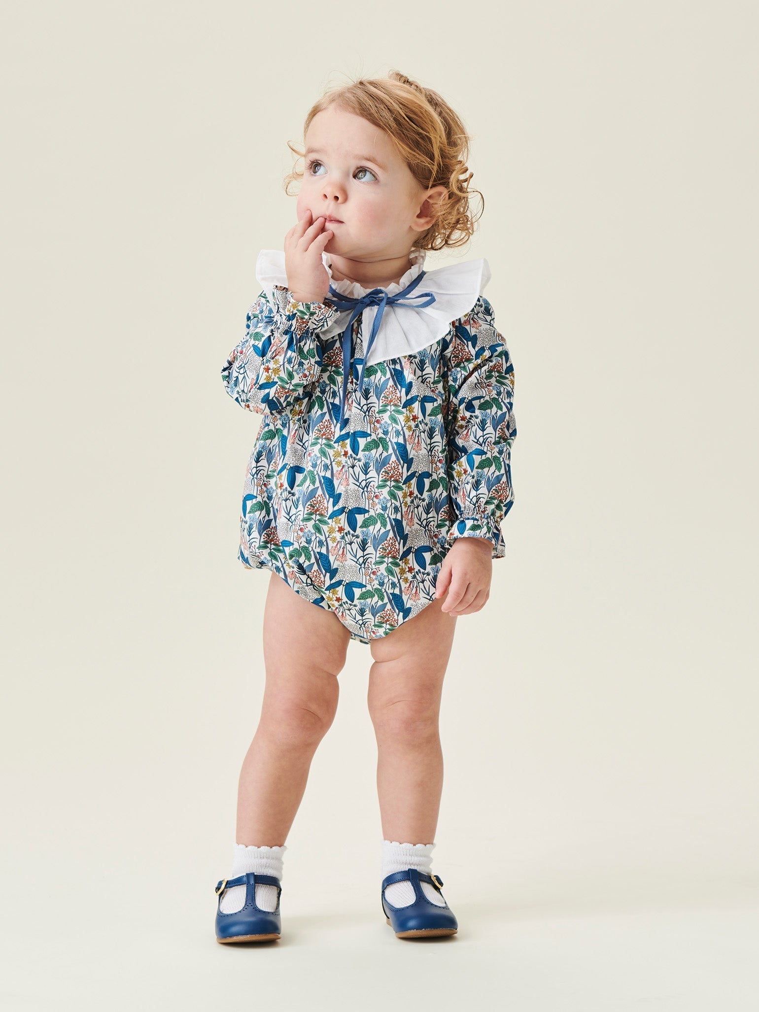 Teal Floral Odisea Baby Girl Romper