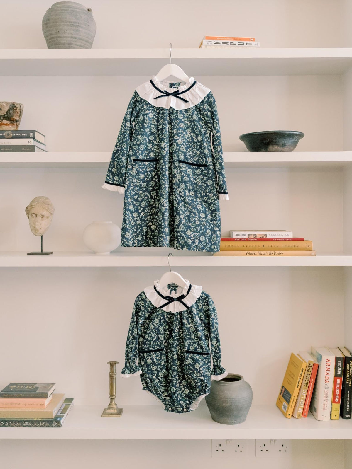 Navy & Green Floral Odisea Girl A-Line Dress