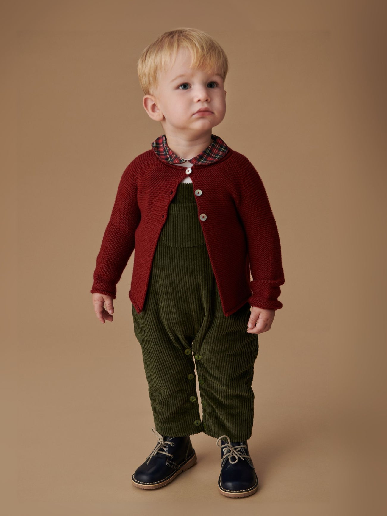Olive Green Coroza Corduroy Baby Dungarees