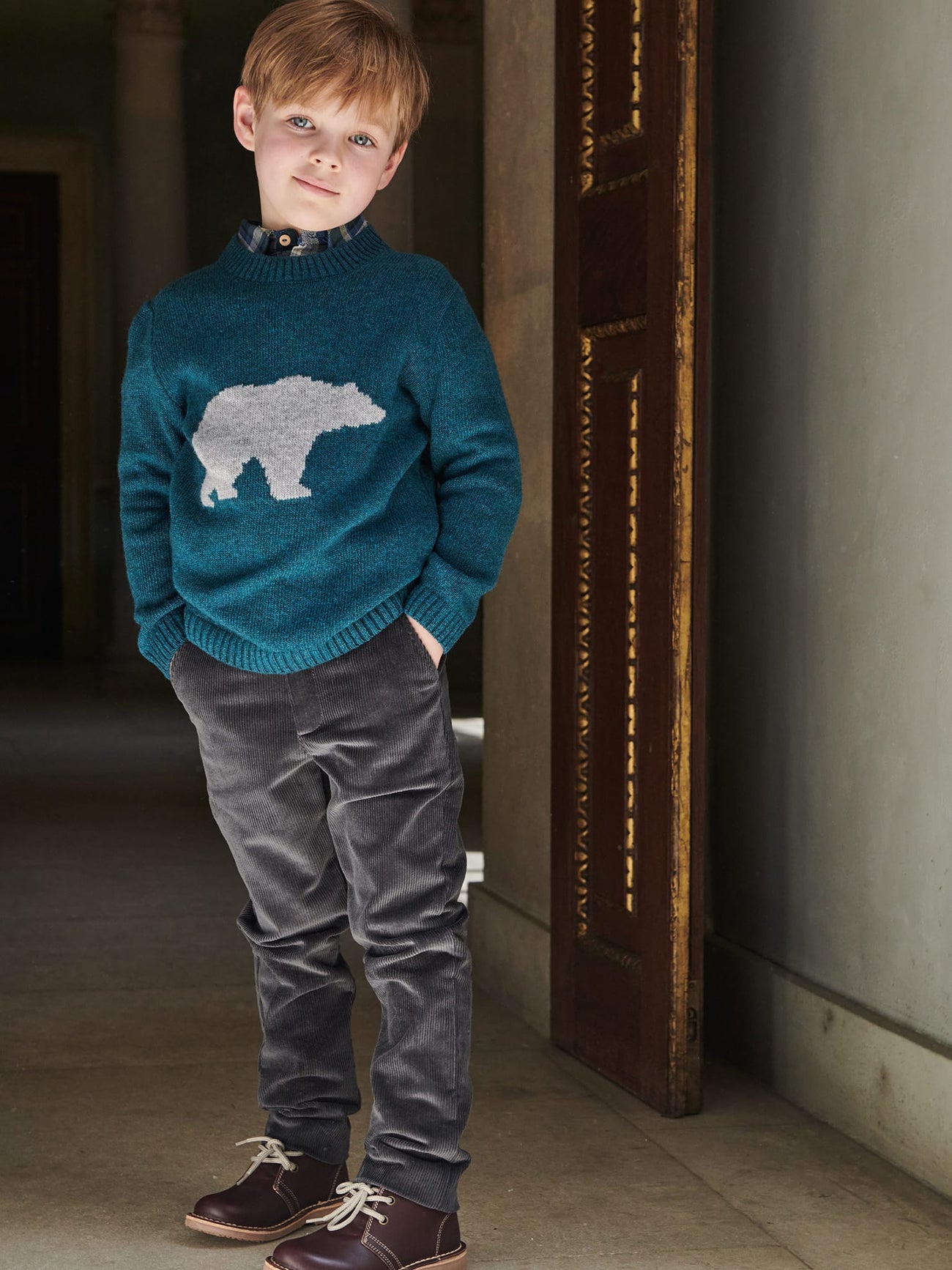Teal Oso Merino Intarsia Kids Jumper