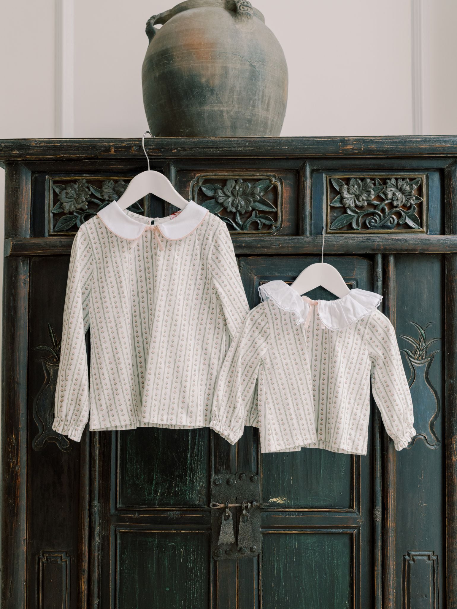 Sage Stripe Elisia Long Sleeve Girl Top