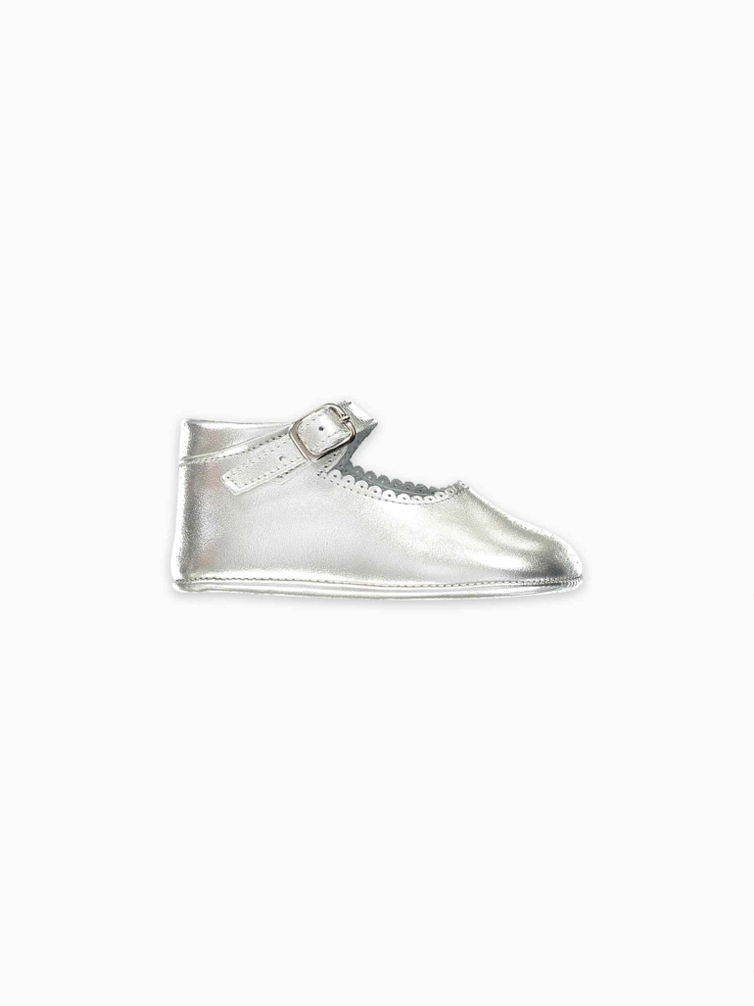Silver Leather Baby Mary Jane Shoes