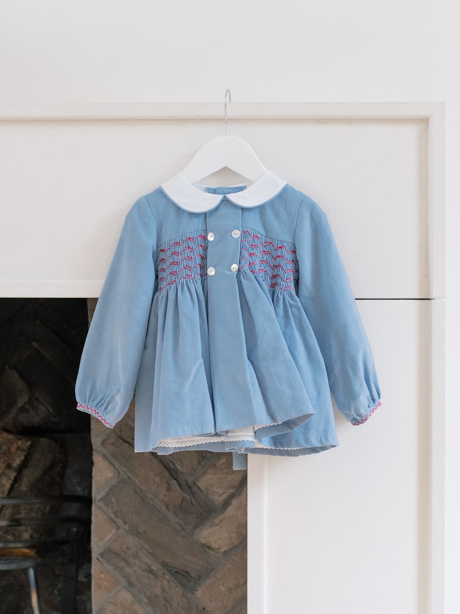 Dusty Blue Pandora Baby Girl Smock Set