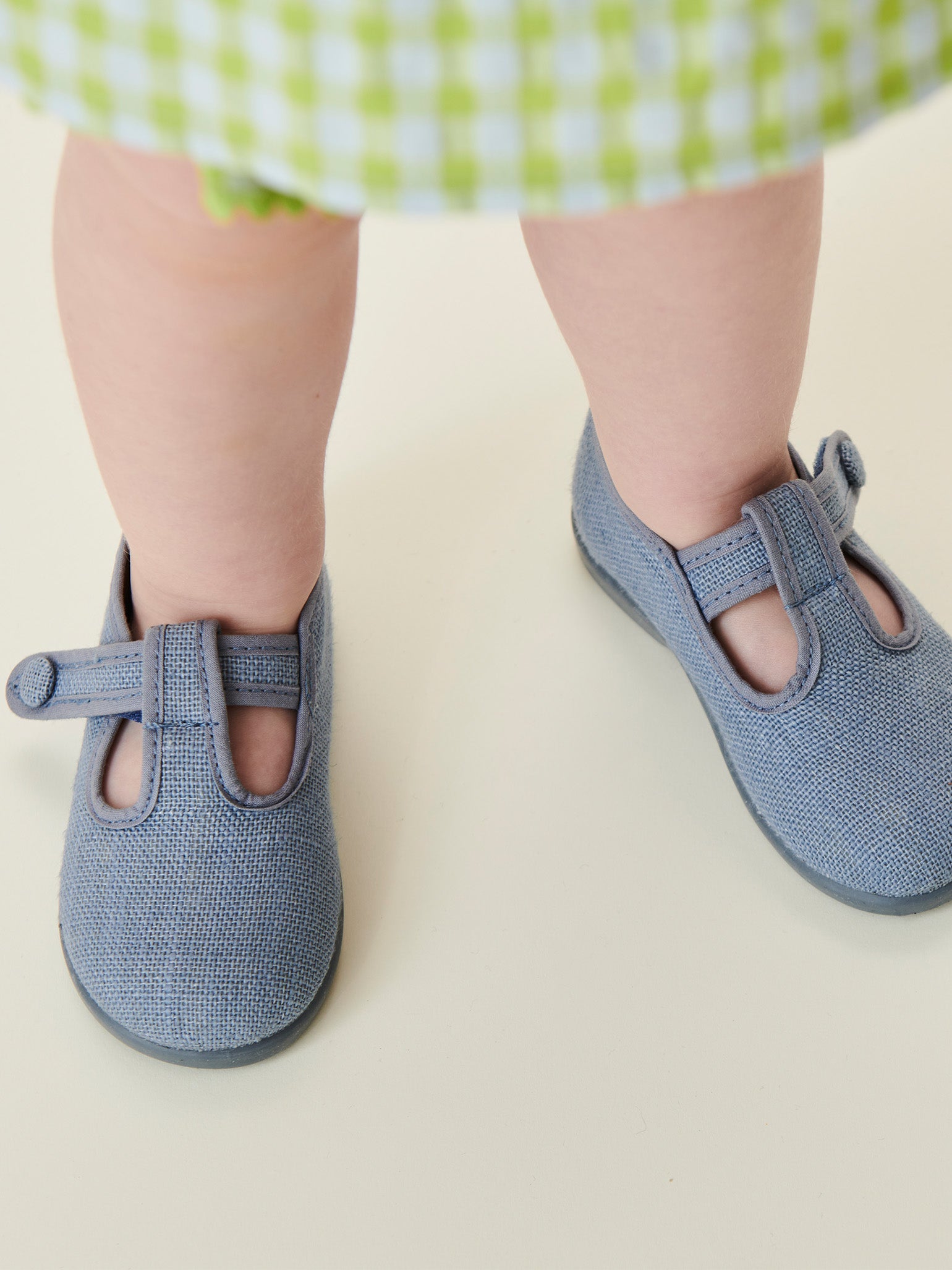 Dusty Blue Pedro Canvas Baby T-Bar Espadrille