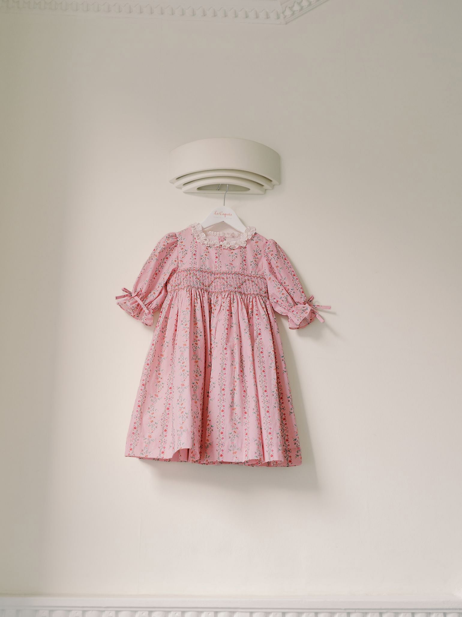 Pink Garland Floral Penelope Girl Hand-Smocked Dress