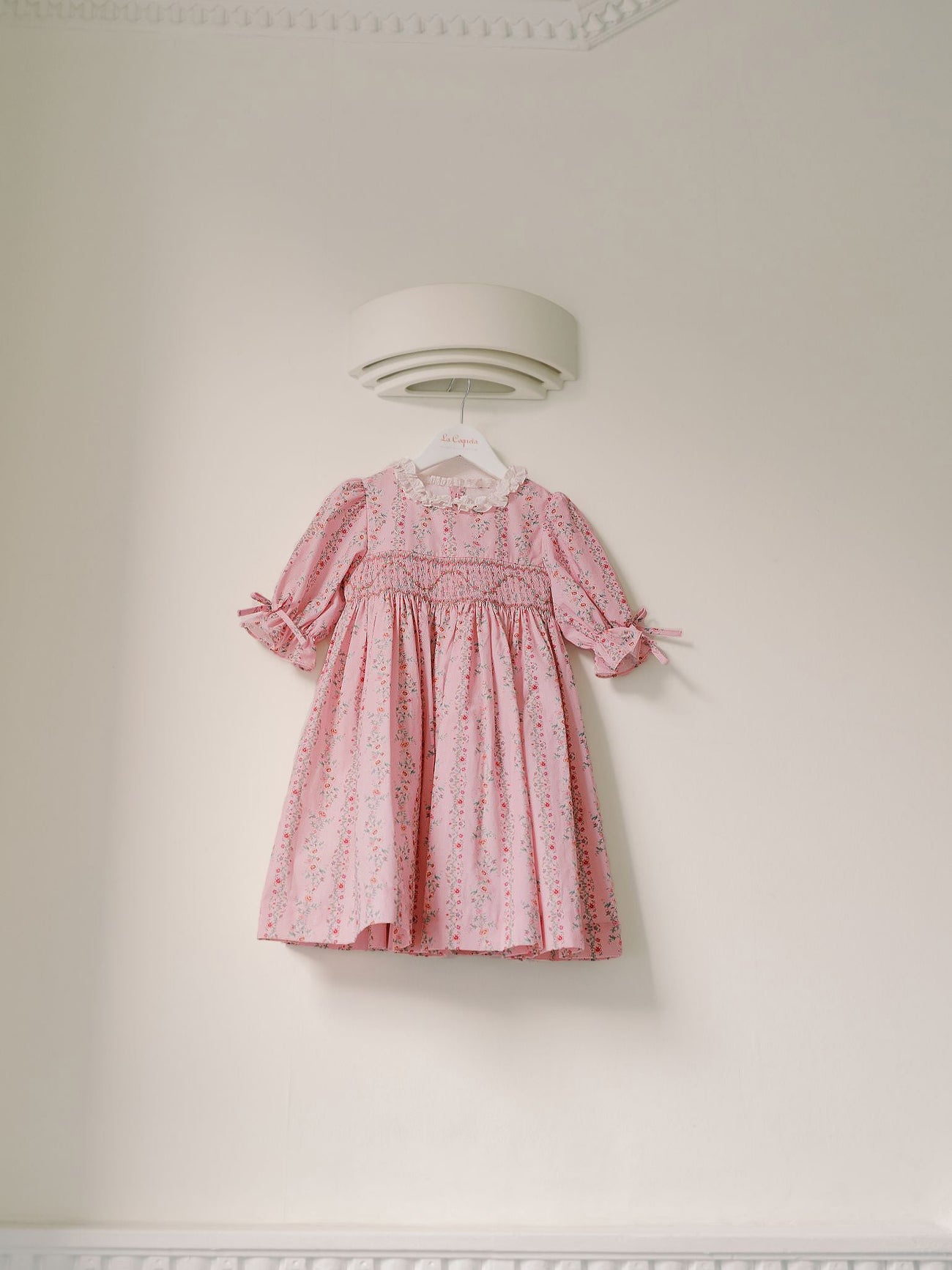 Pink Garland Floral Penelope Girl Hand-Smocked Dress