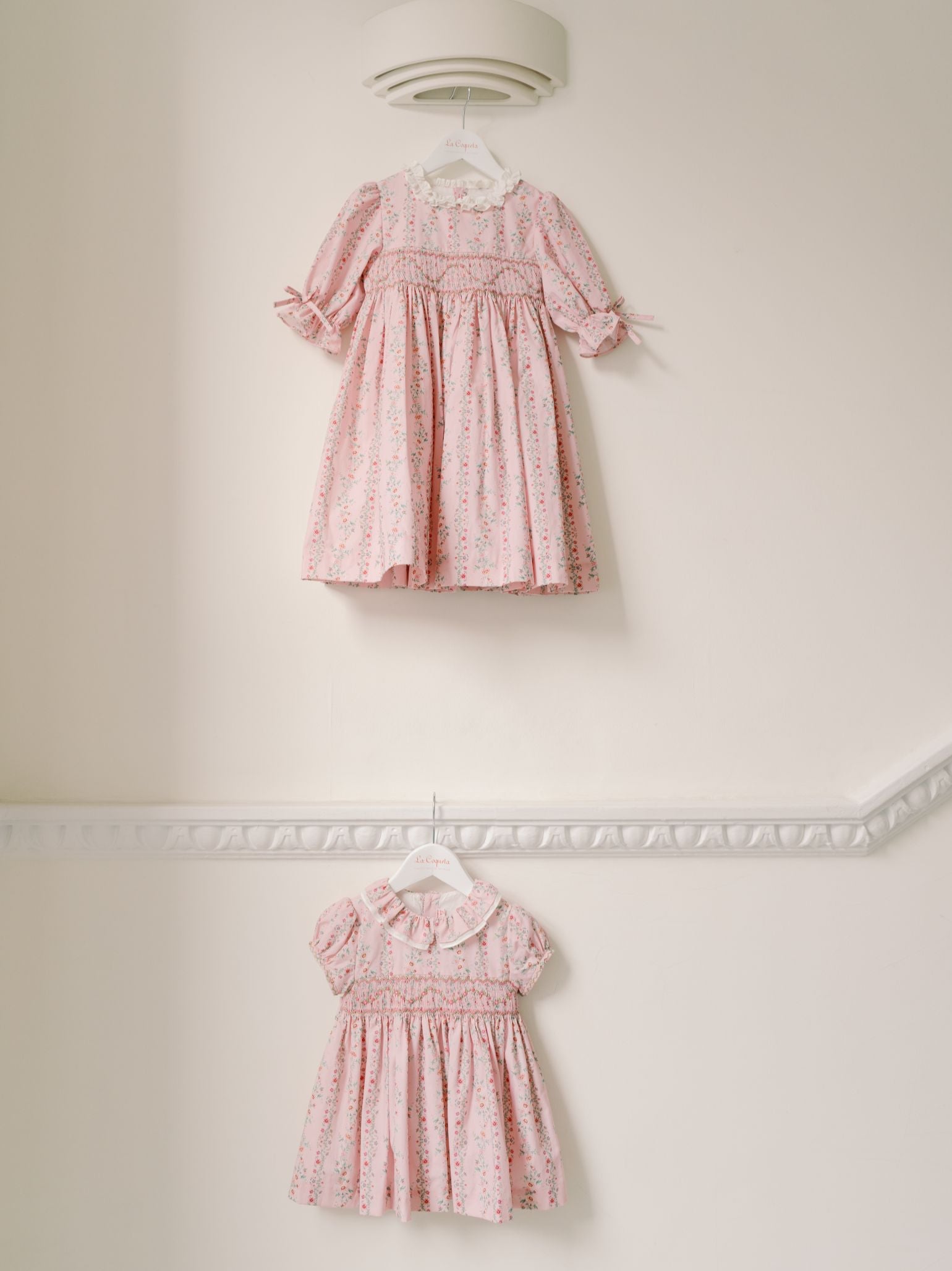 Pink Garland Floral Sara Baby Girl Hand-Smocked Set