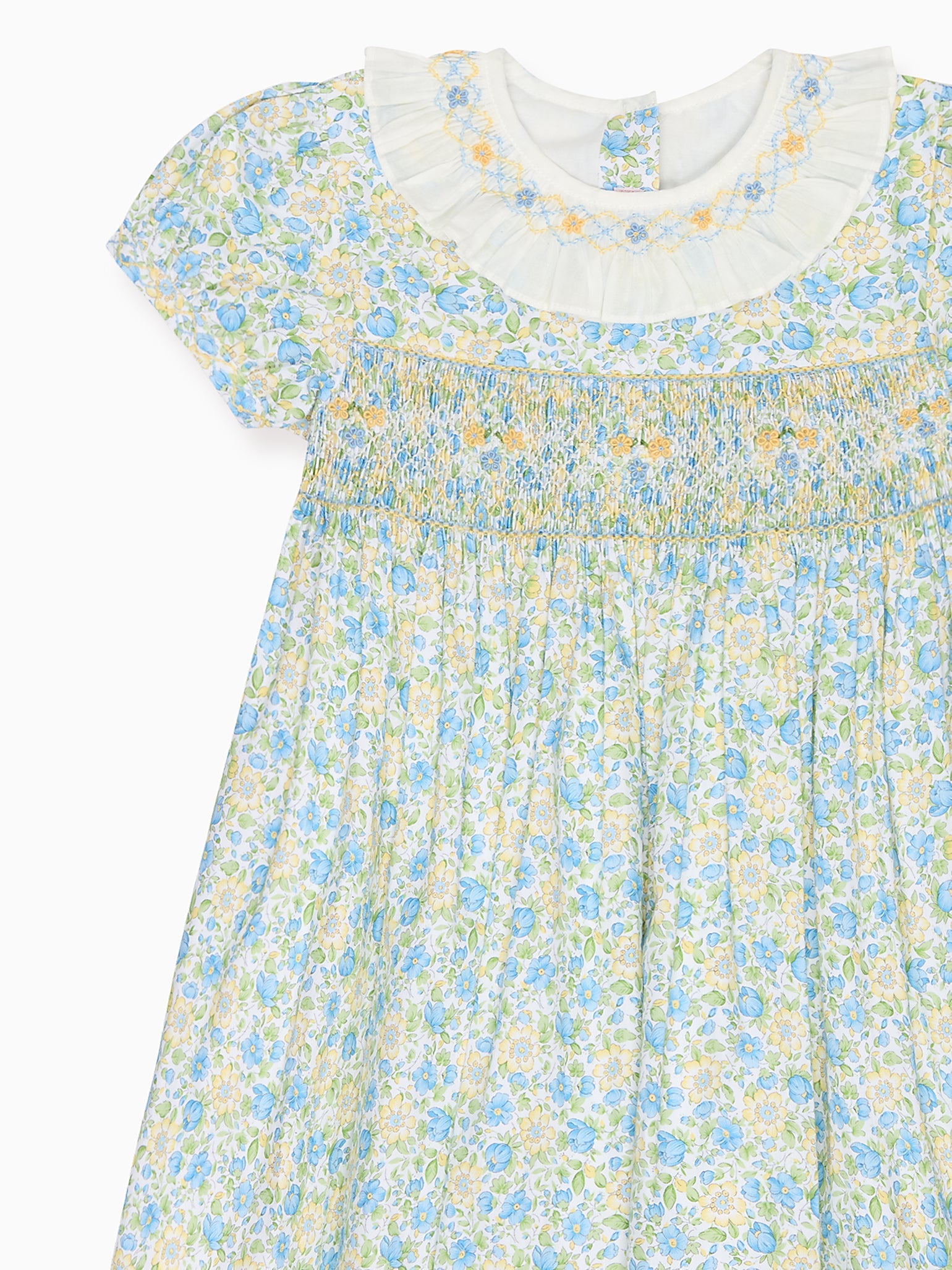 Green Floral Petra Girl Hand-Smocked Dress