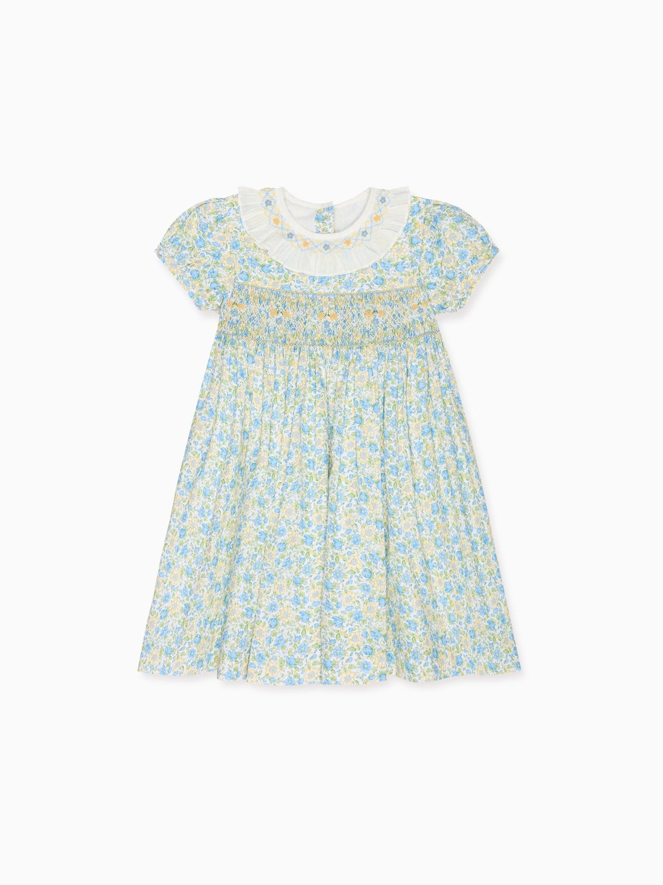 Green Floral Petra Girl Hand-Smocked Dress