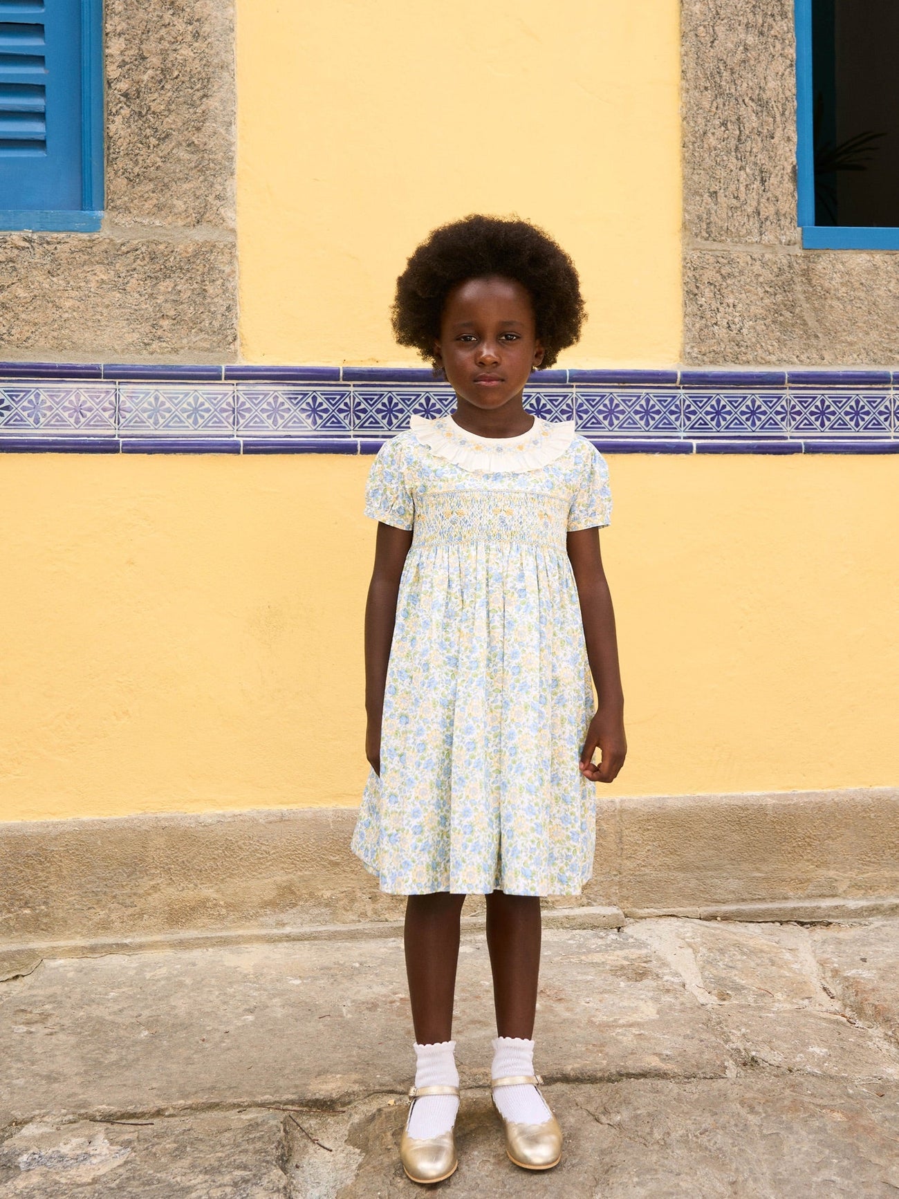 Green Floral Petra Girl Hand-Smocked Dress