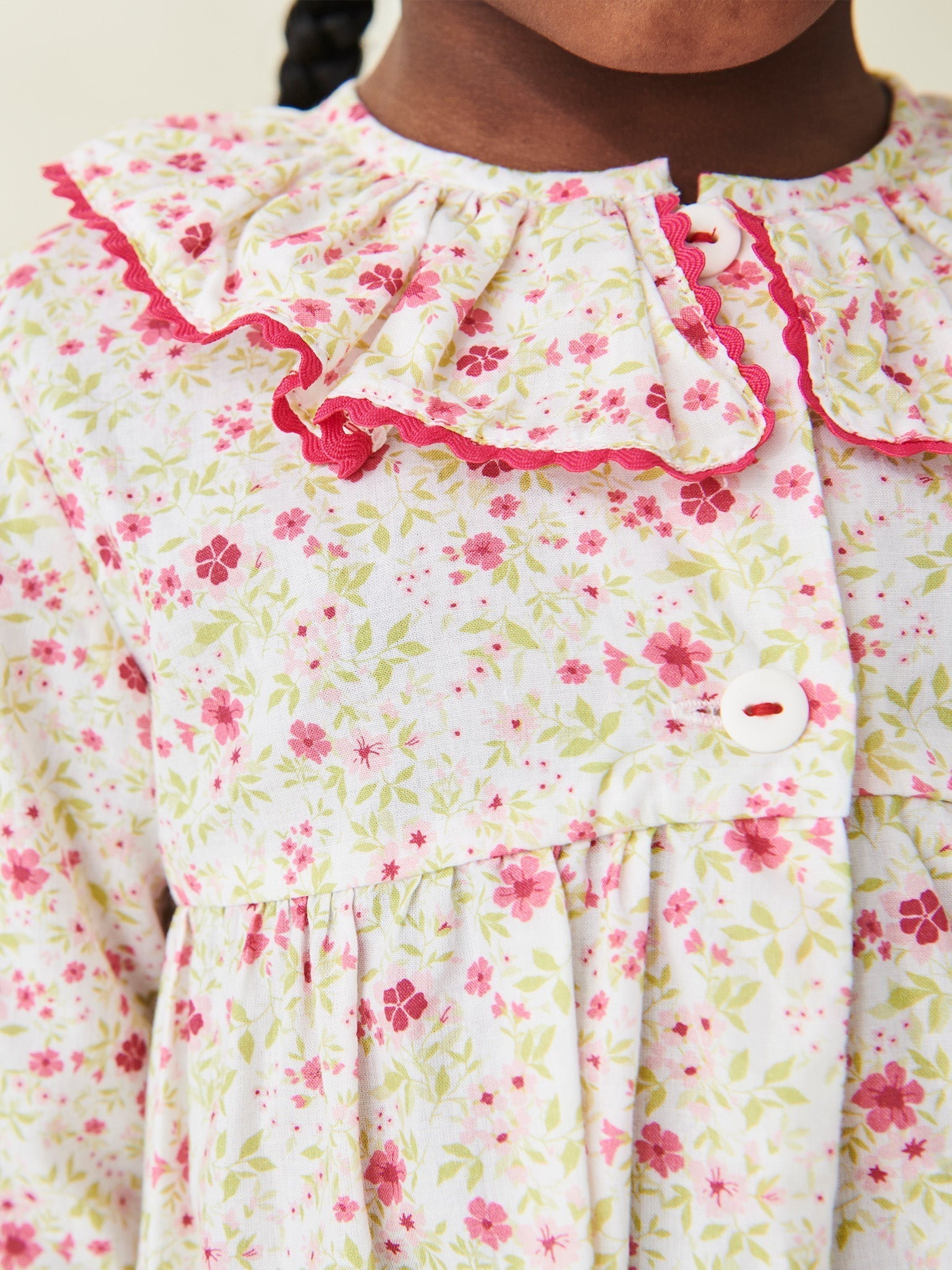 Pink Floral Clia Girl Cotton Nightgown