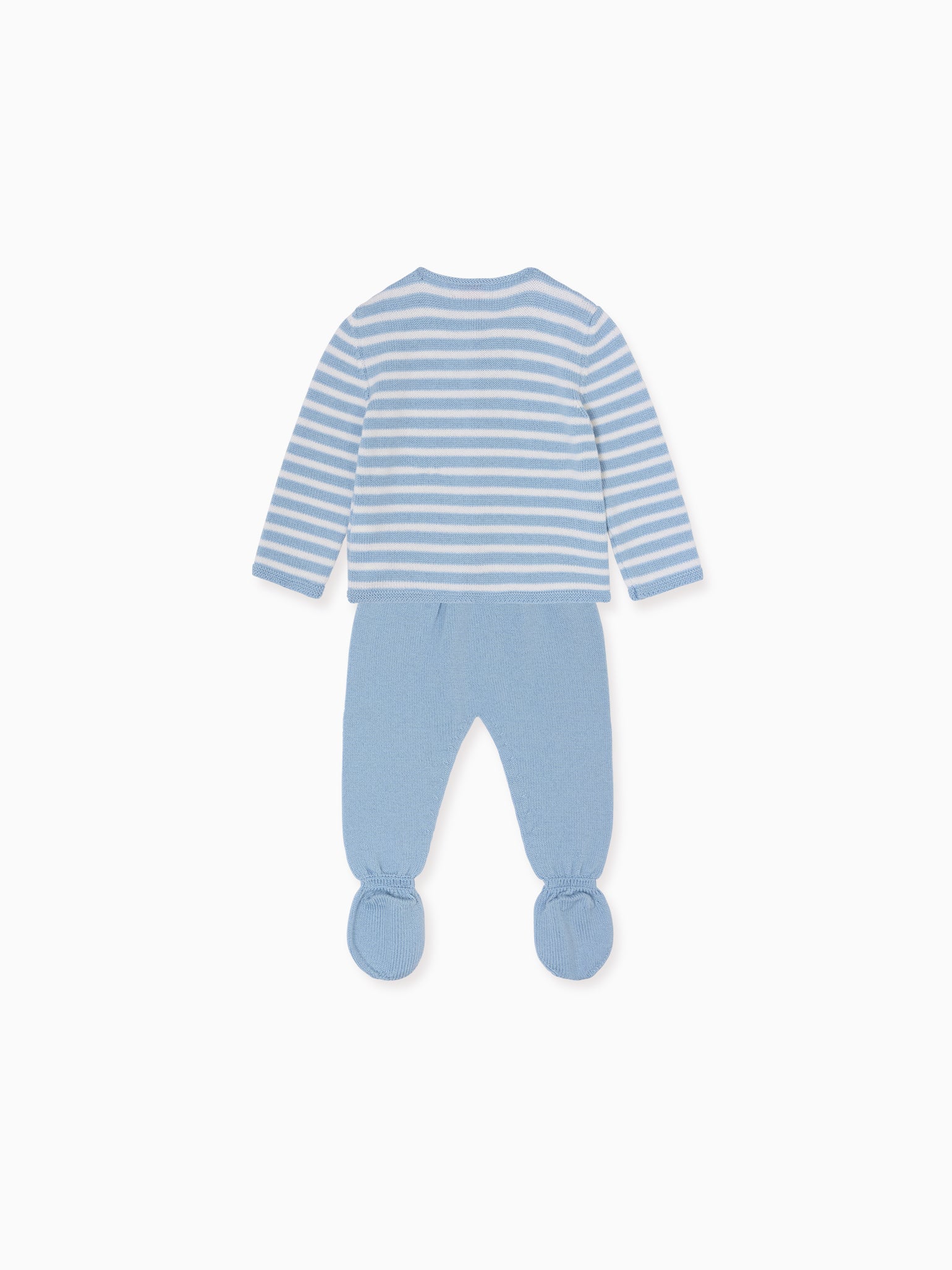 Dusty Blue Stripe Pinto Merino Baby Knitted Set