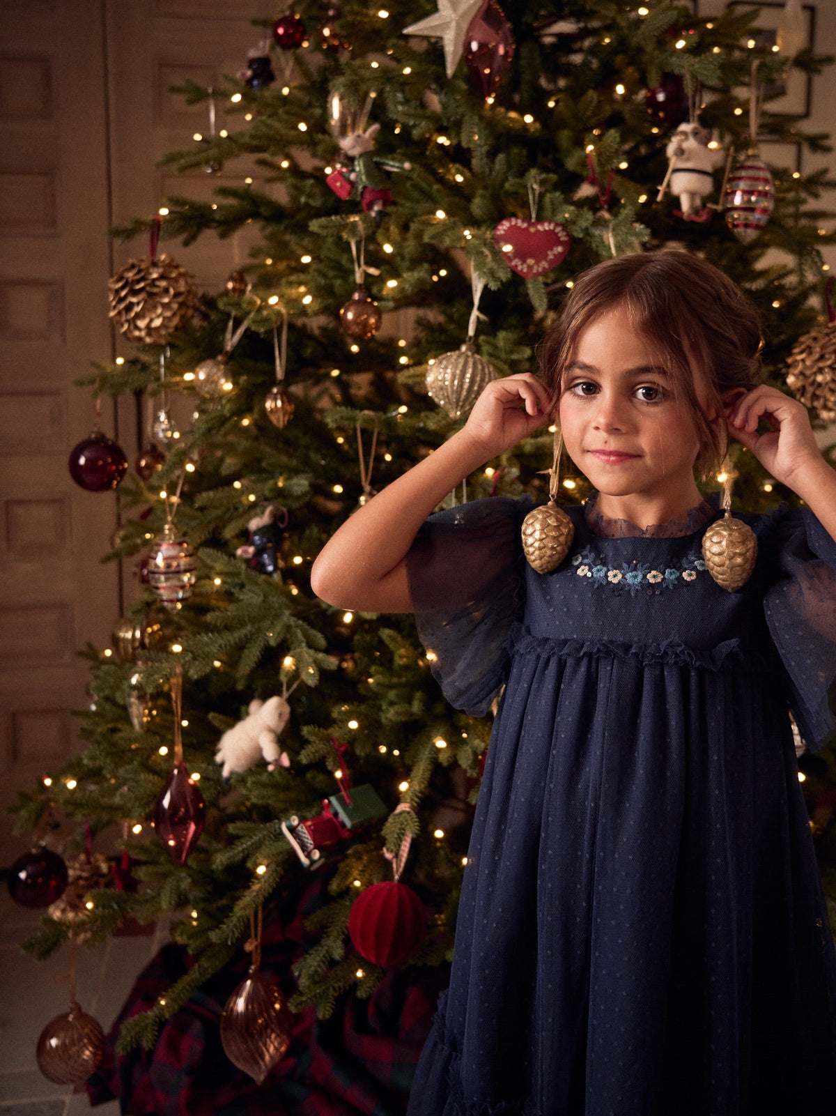Navy Primrose Girl Empire Dress