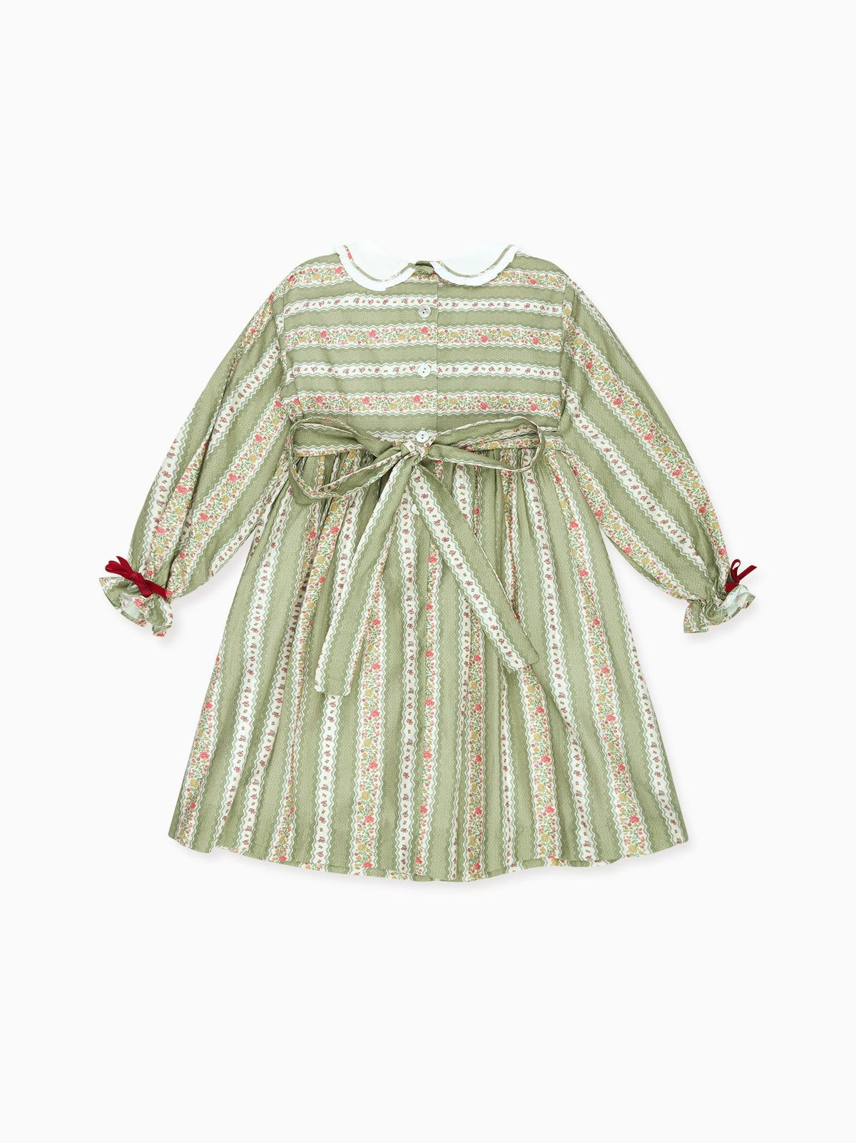Sage Green Floral Stripe Provenza Girl Dress