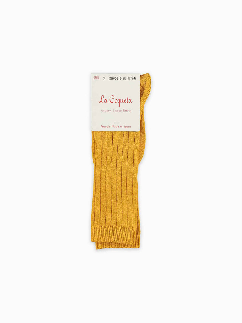 Mustard Ribbed Knee High Kids Socks