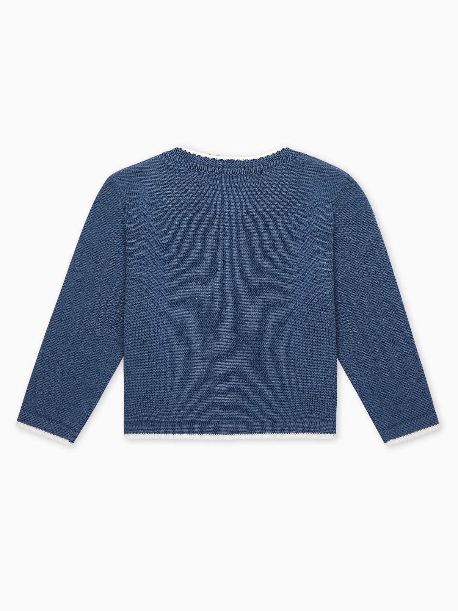 Petrol Blue Rain Merino Baby Cardigan