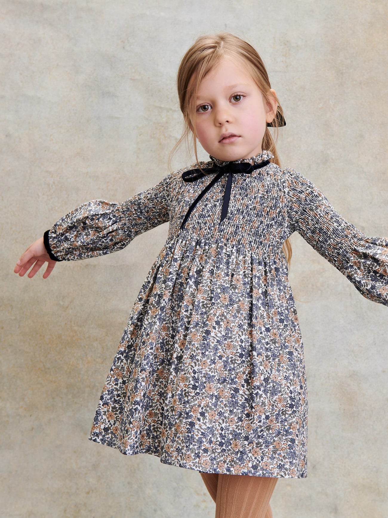 Blue Floral Raya Girl Smock Dress