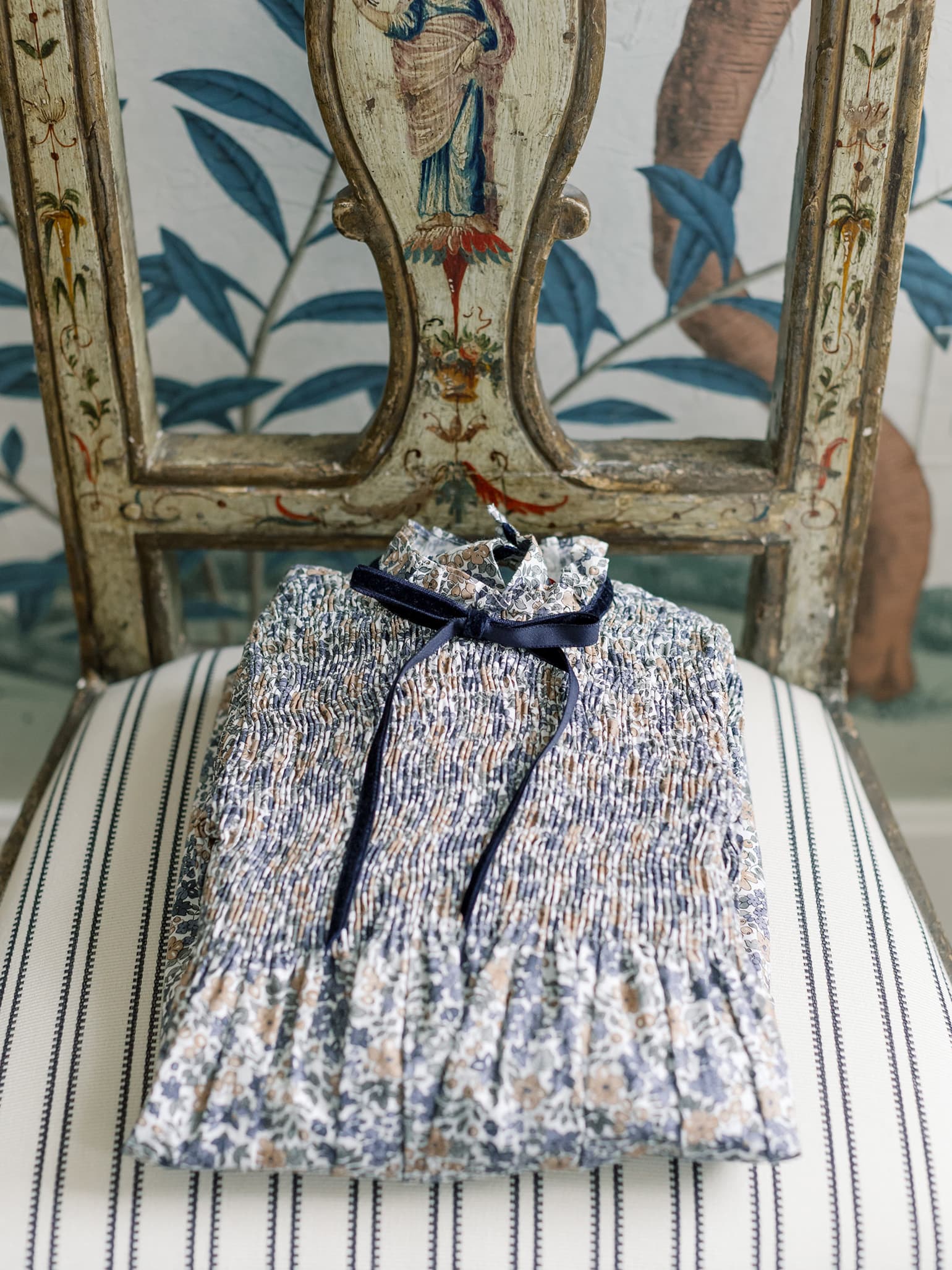 Blue Floral Raya Girl Smock Dress