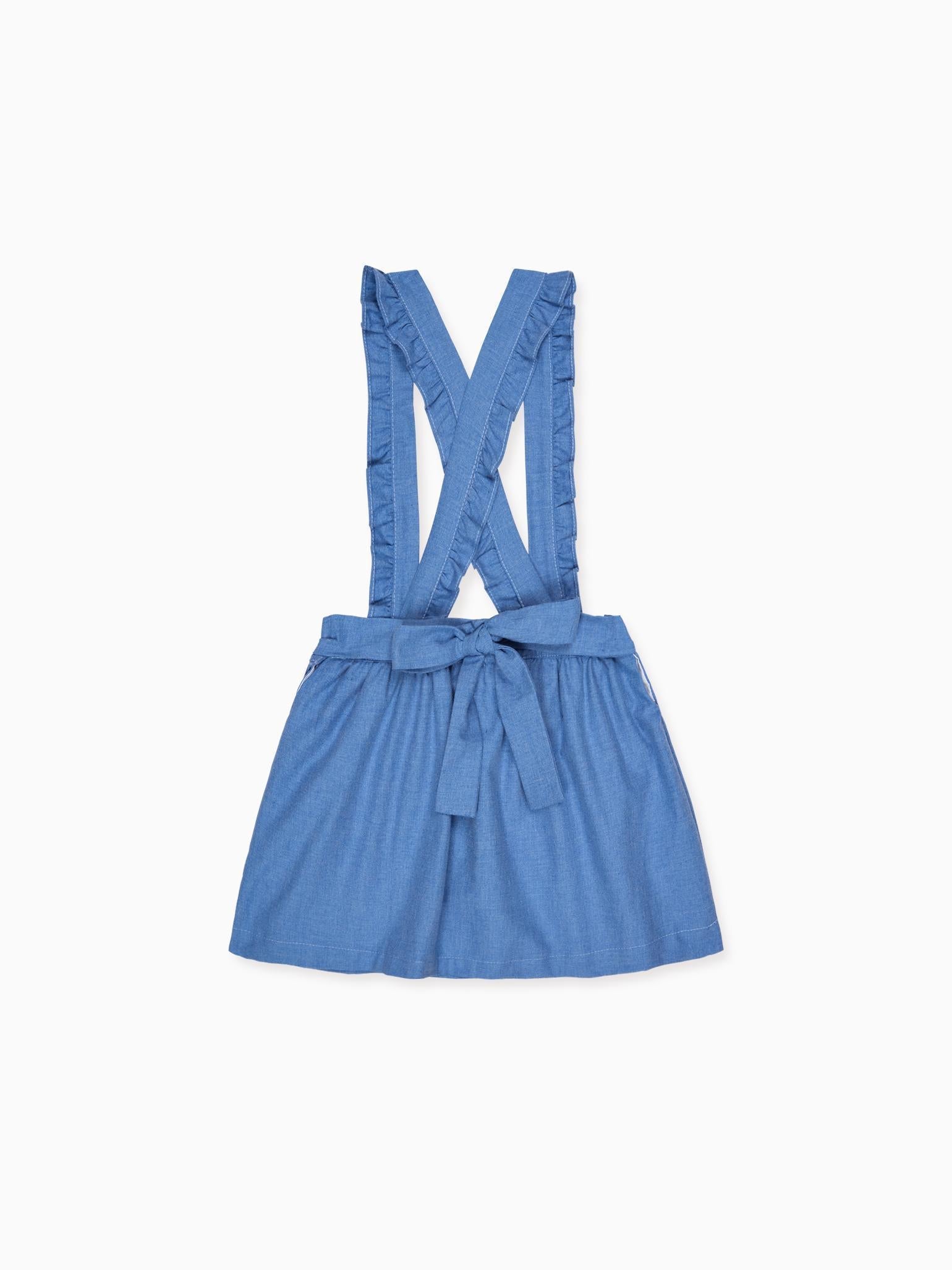 Dusty Blue Reina Girl Pinafore Skirt