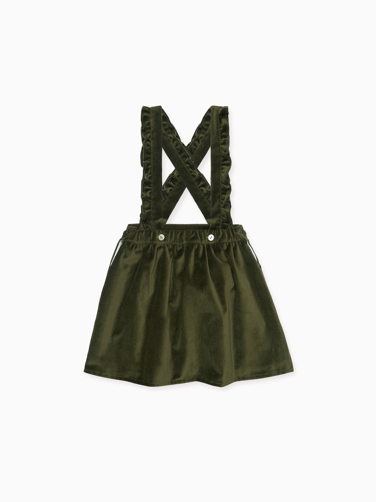 Green Reina Girl Velvet Skirt