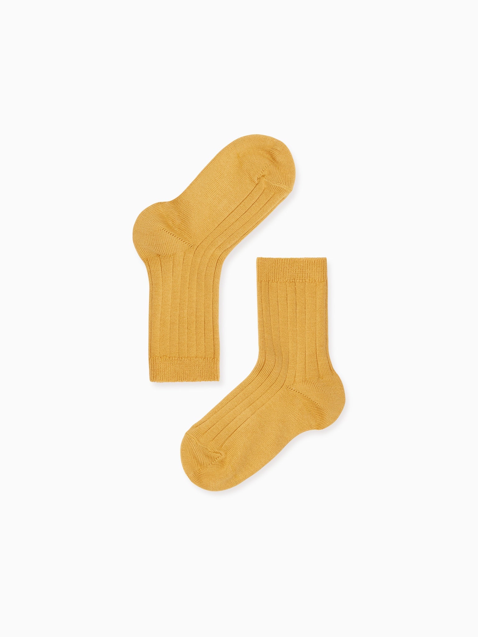 Mustard Ribbed Short Kids Socks