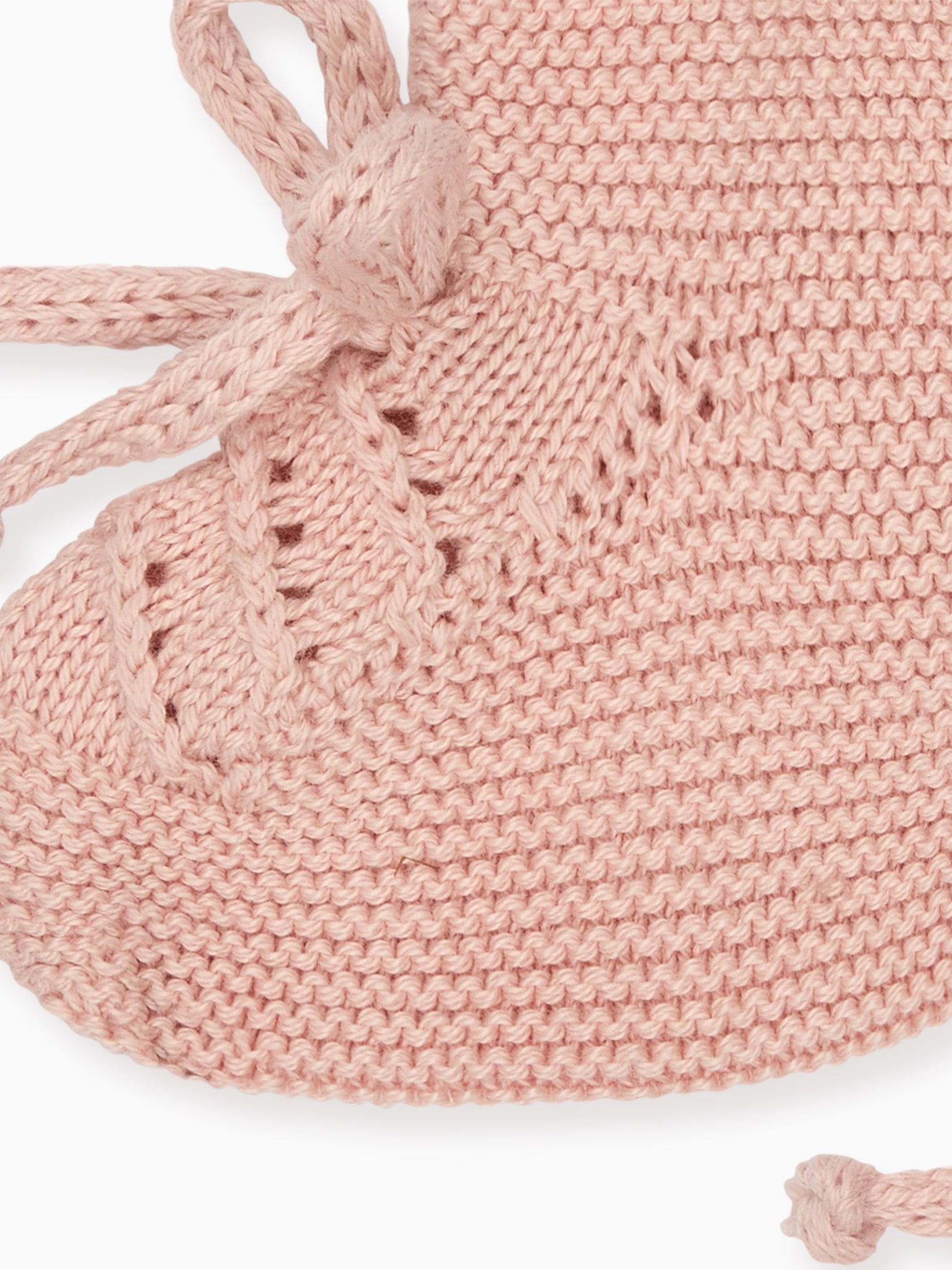 Dusty Pink Rimevera Cotton Baby Girl Knitted Booties