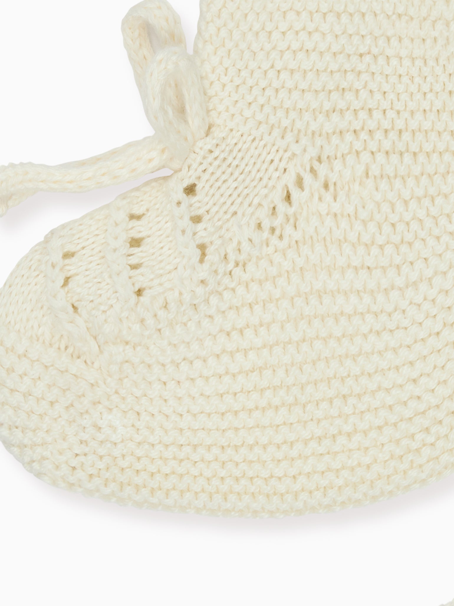 Ivory Rimevera Cotton Baby Knitted Booties