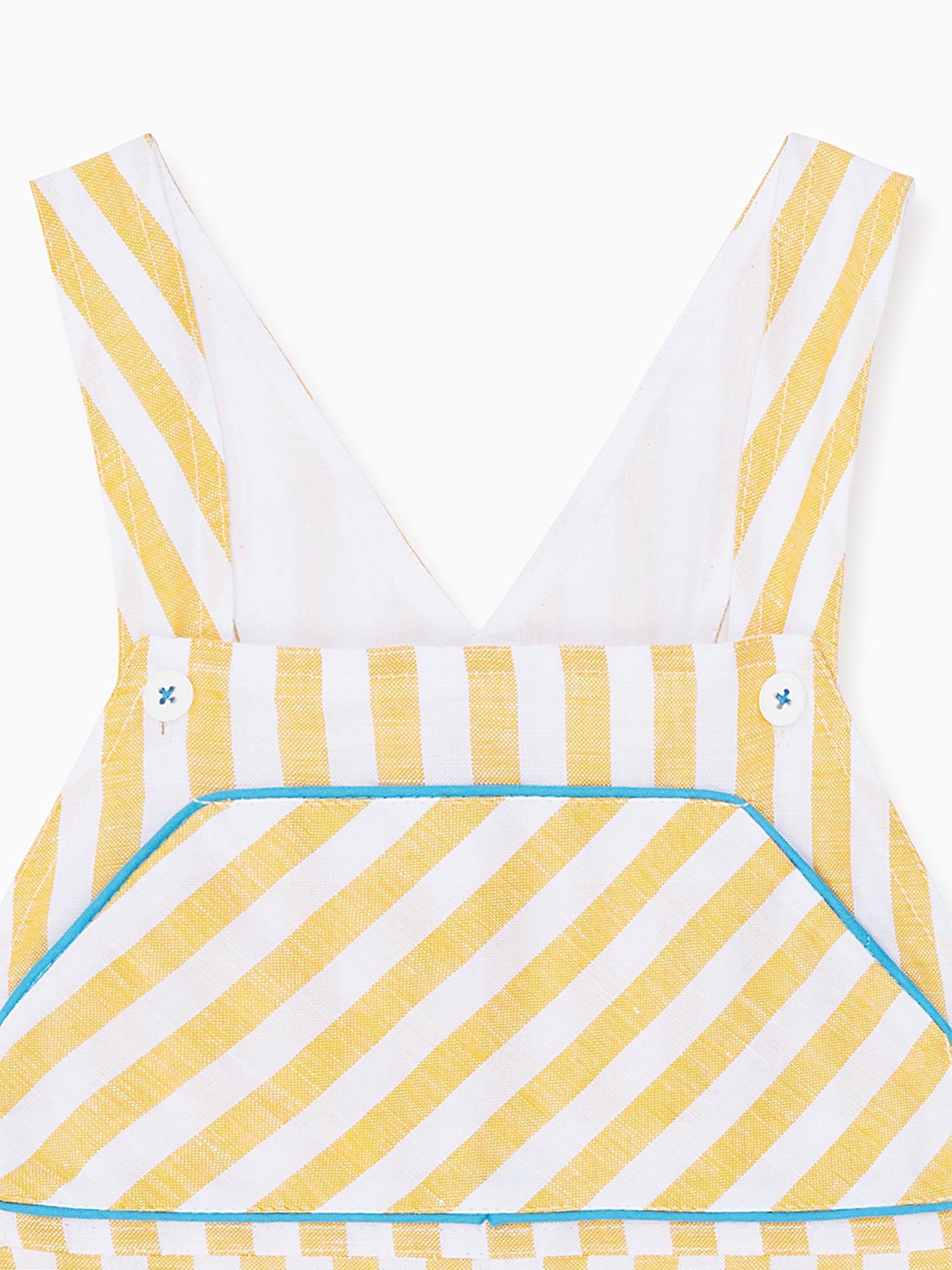 Yellow Stripe Ringo Linen Mix Baby Dungarees