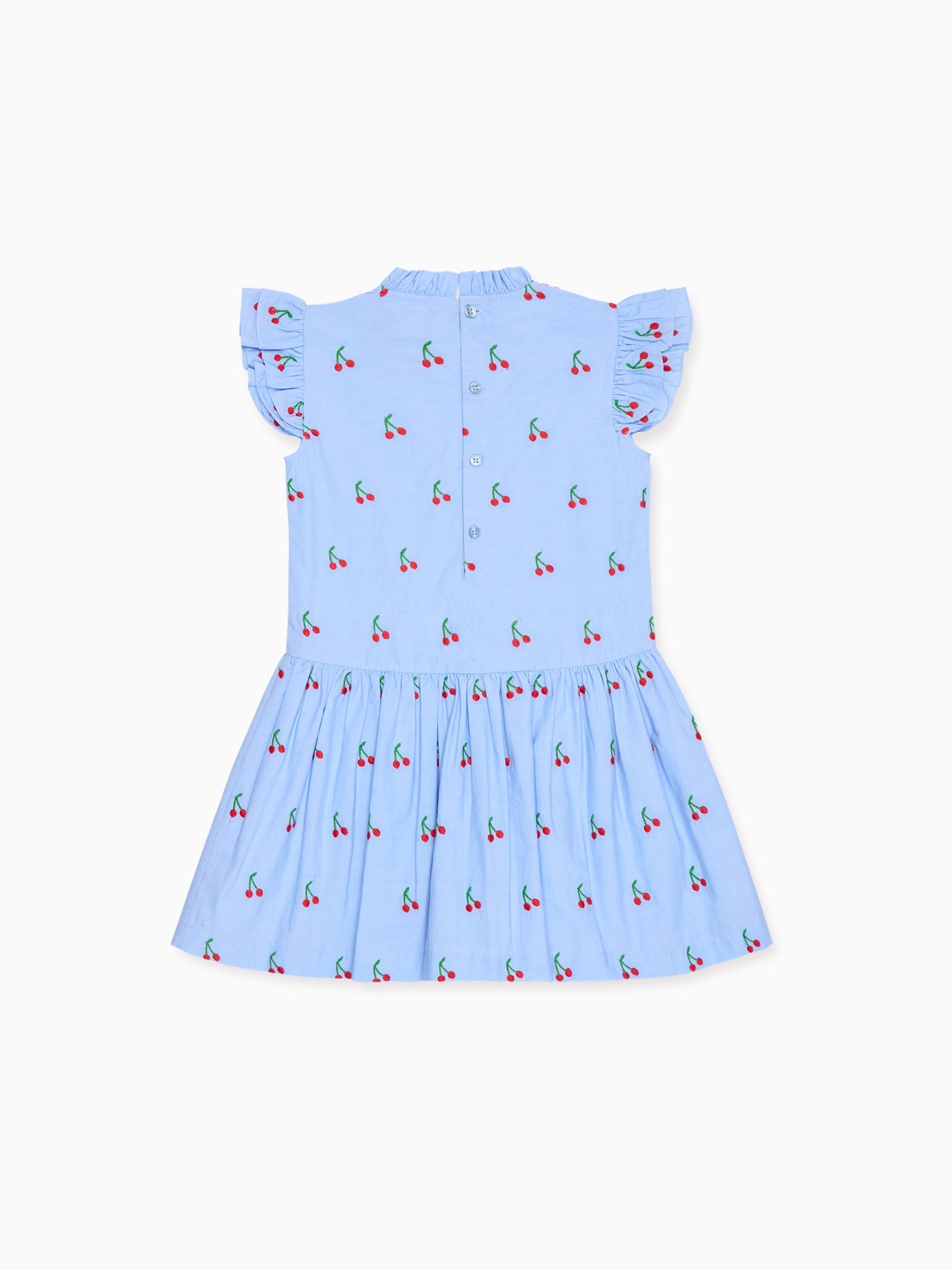 Light Blue Cherry Rita Girl Drop Waist Dress