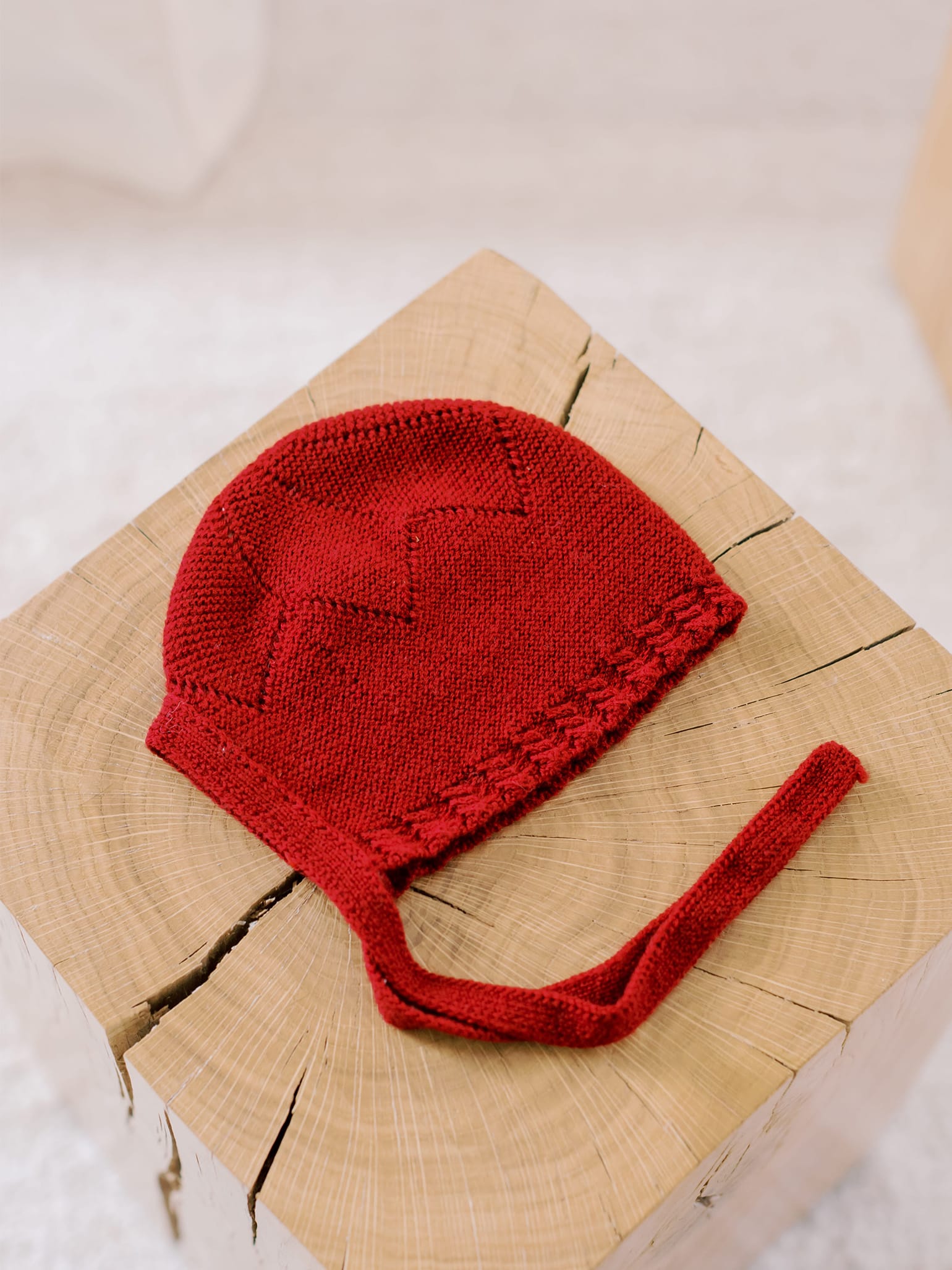 Burgundy Rixo Merino Baby Bonnet