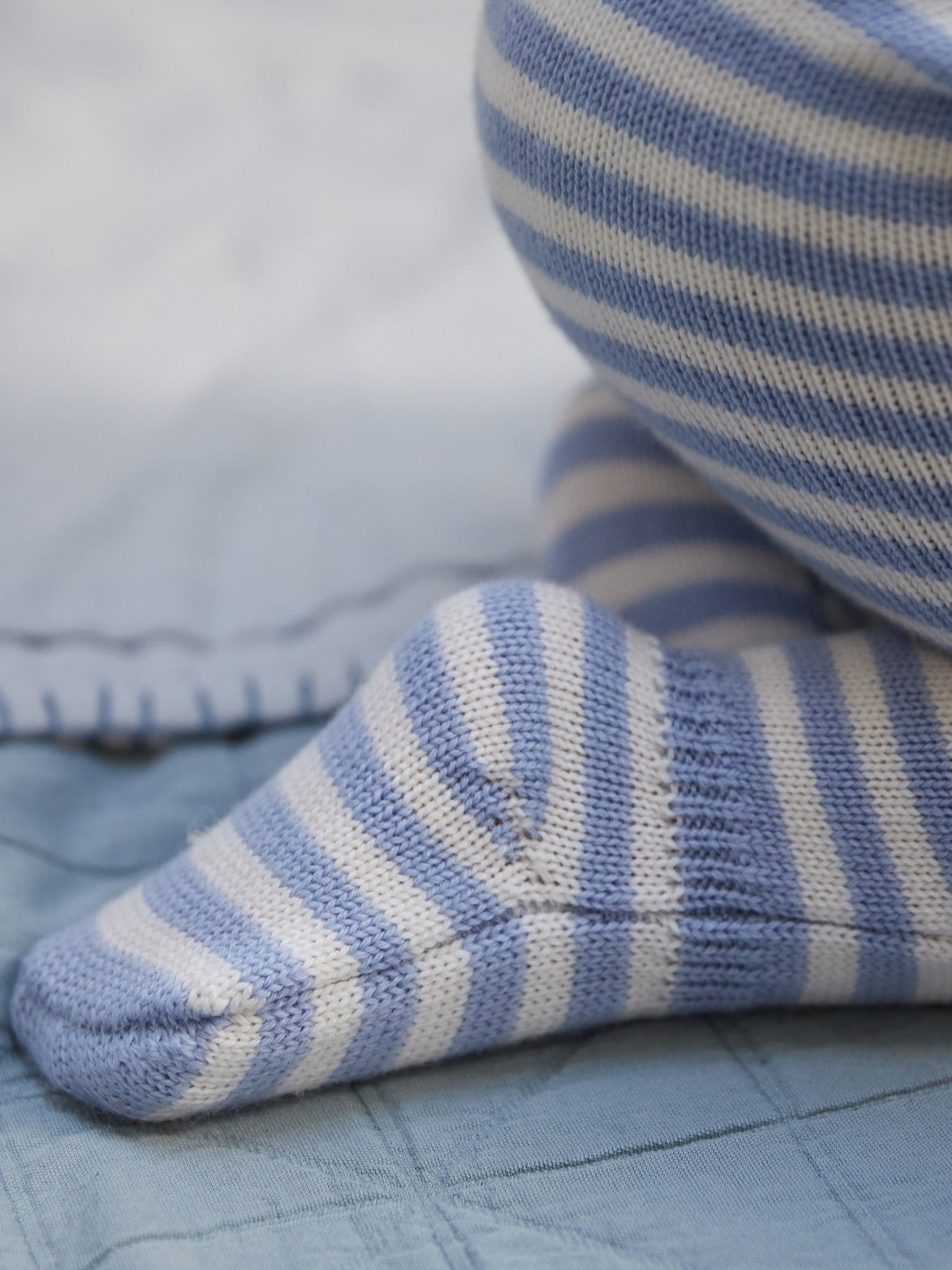 Blue Stripe Rocio Merino Baby Playsuit
