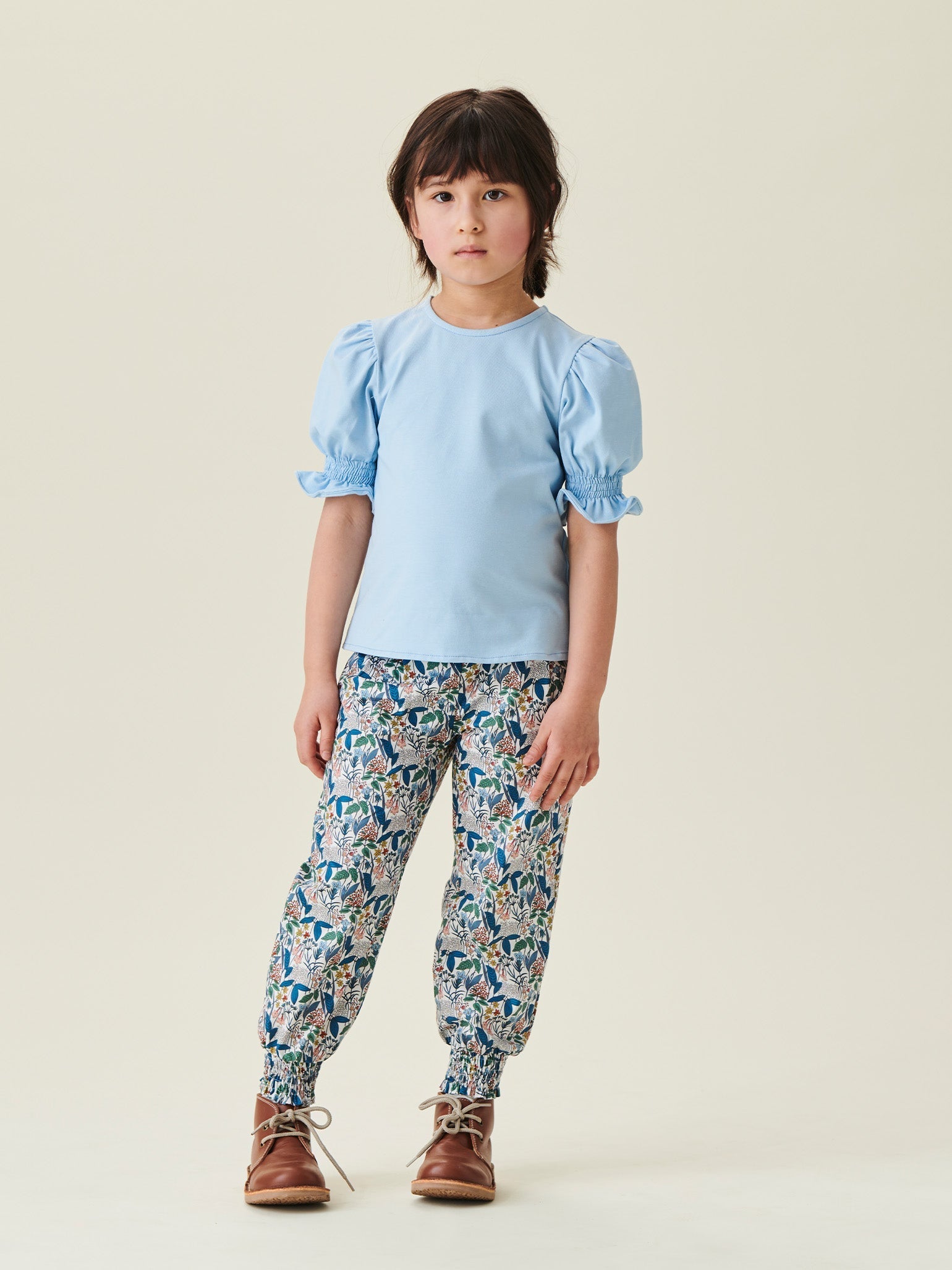 Teal Floral Roda Girl Cotton Trousers