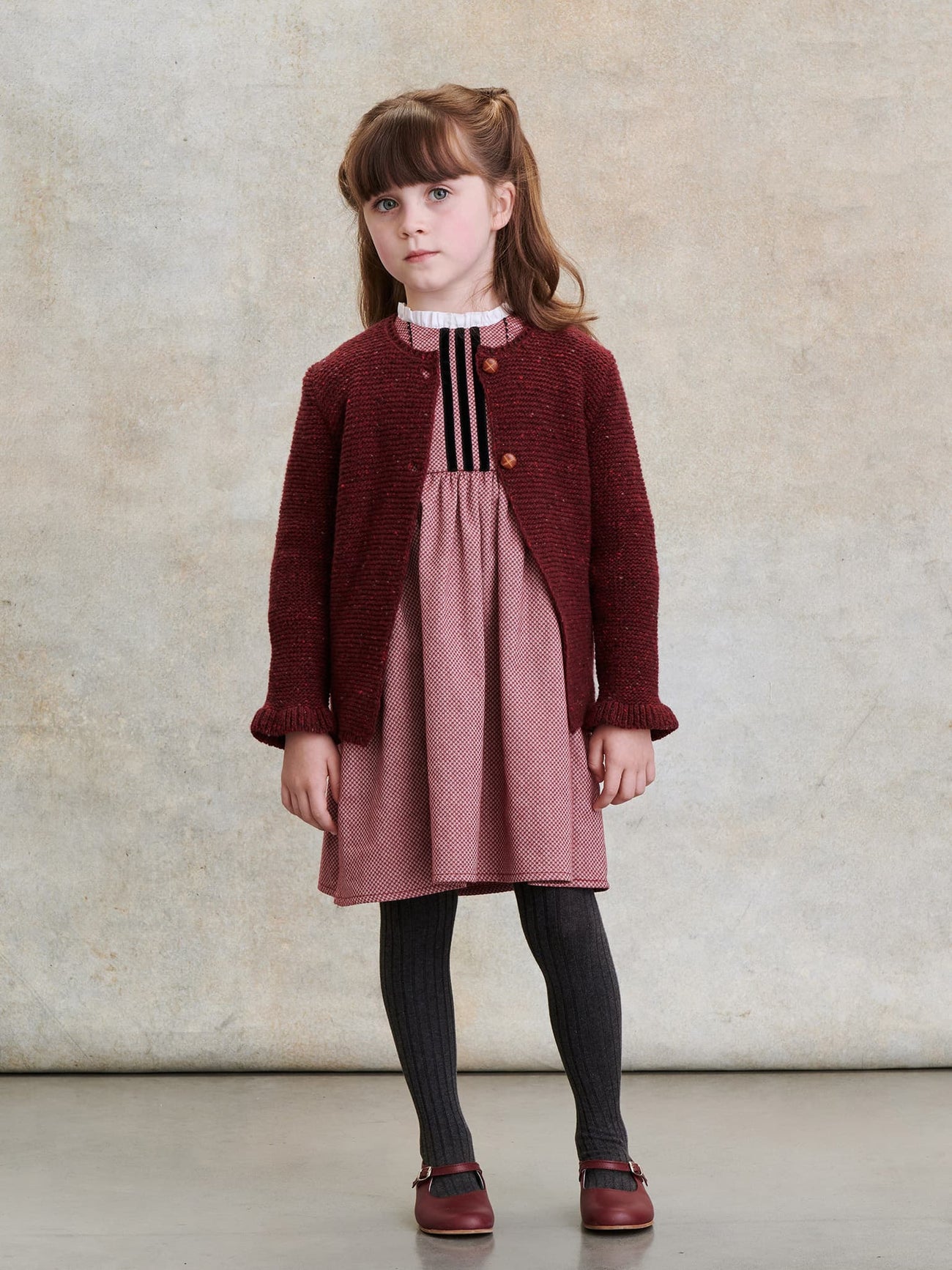 Burgundy Risa Merino Girl Cardigan