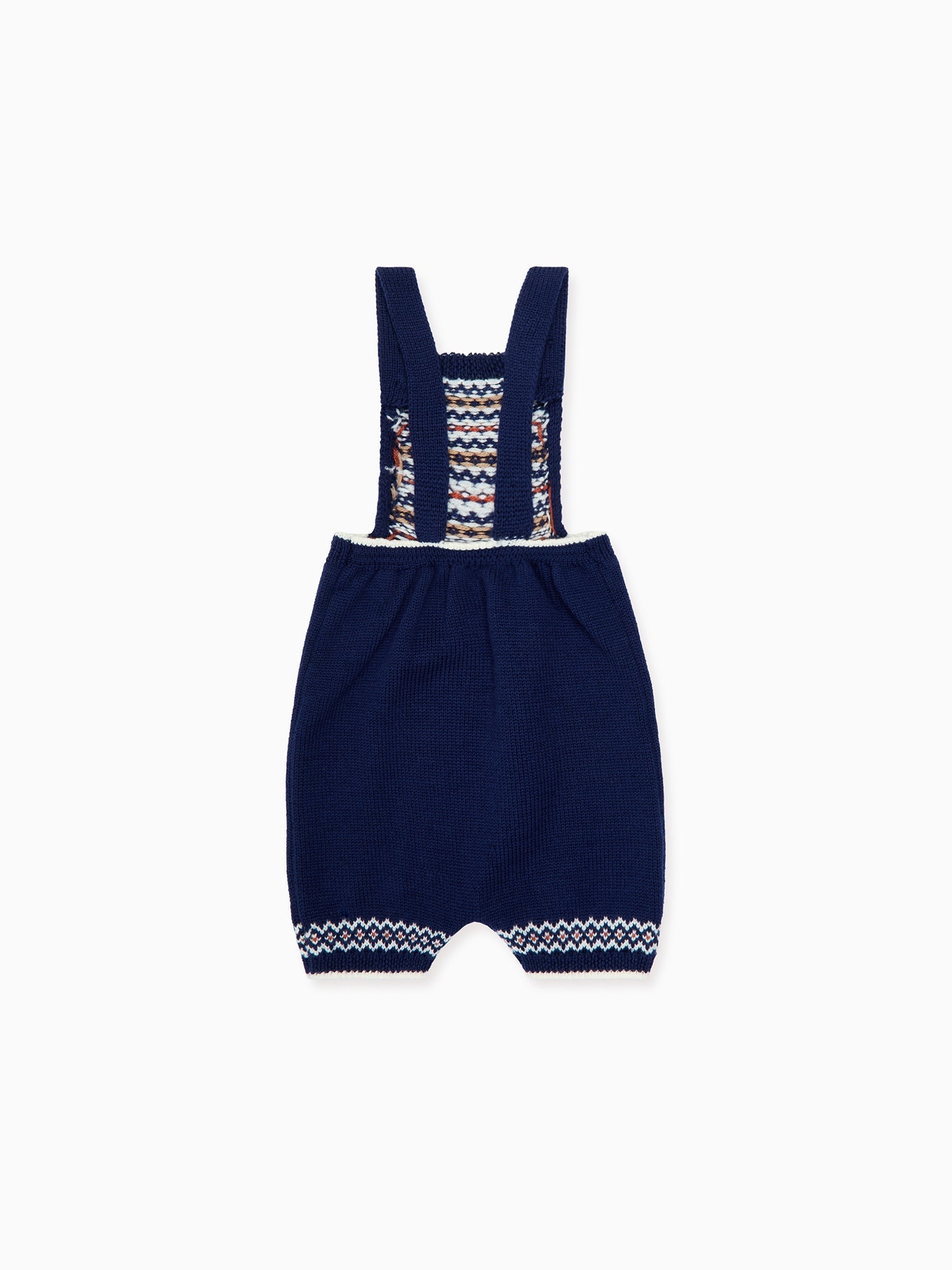 Navy Rubino Merino Fair Isle Baby Knitted Dungarees