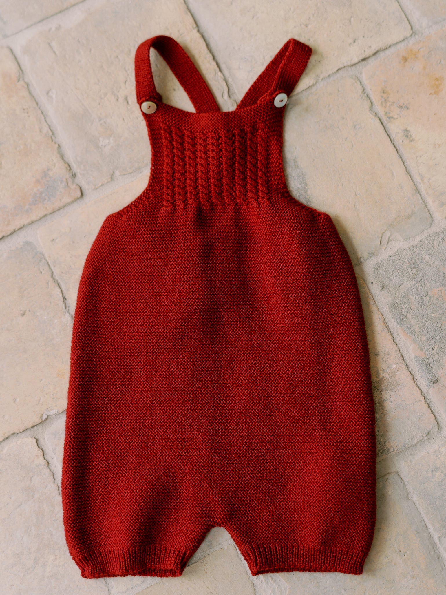 Burgundy Rubino Merino Baby Knitted Dungarees