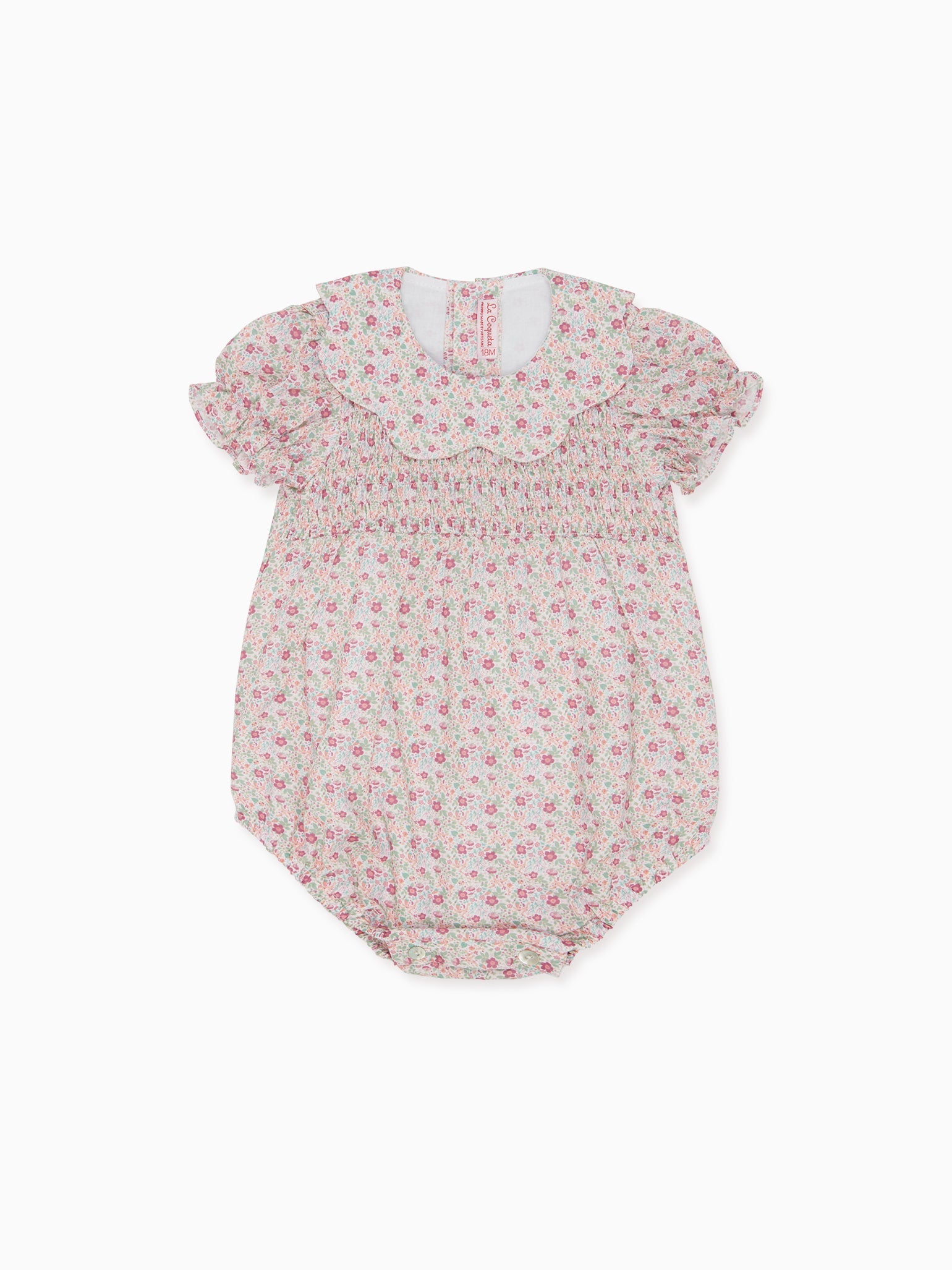 Pink Floral Sabrina Baby Girl Smock Romper
