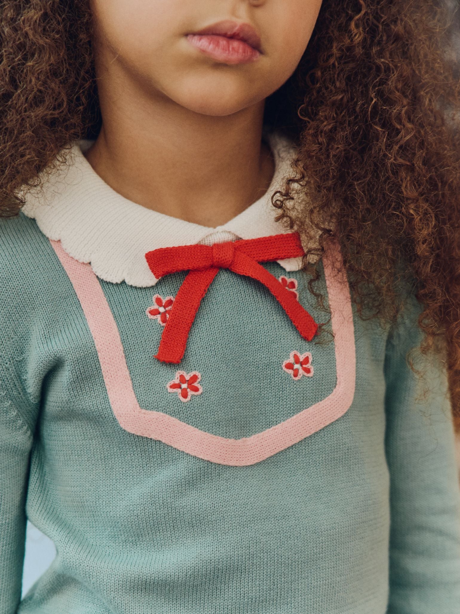 Sage Green Madena Cotton Girl Jumper