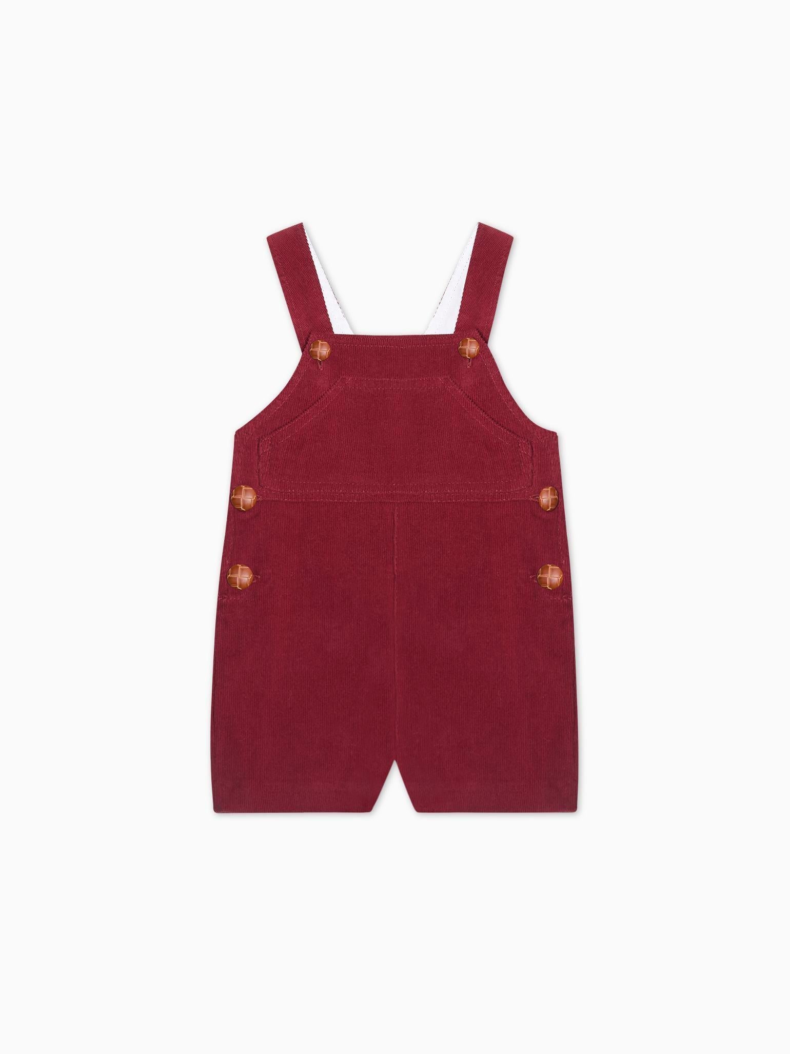 Burgundy Salma Corduroy Baby Dungarees