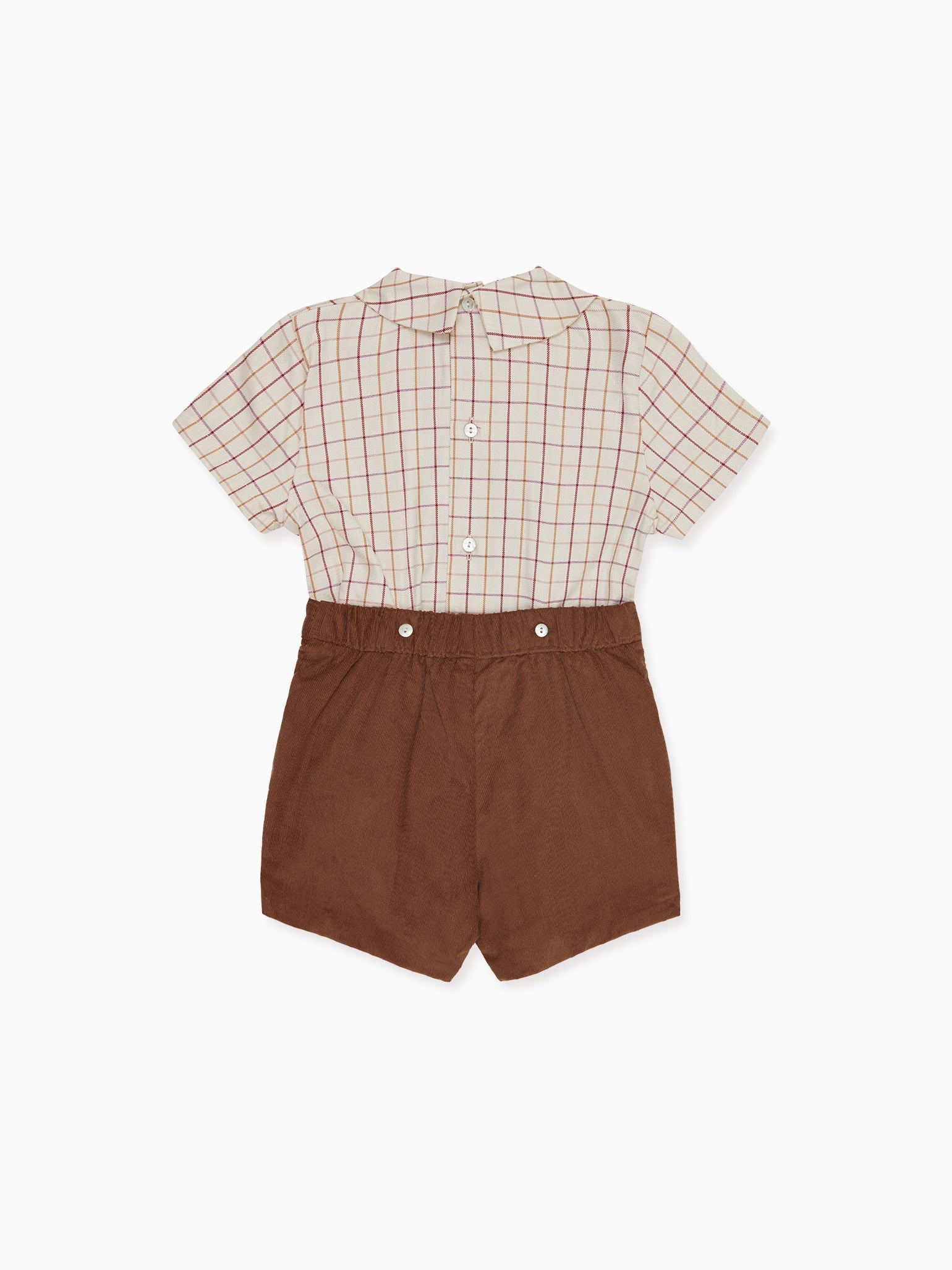 Burgundy Check Sando Baby Boy Set