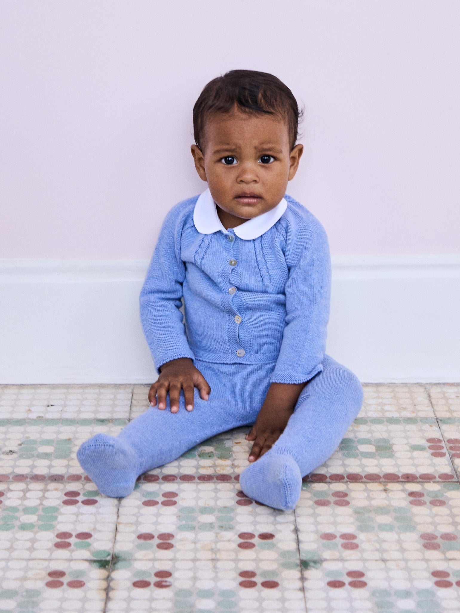 Blue Sanson Cotton Baby Knitted Set