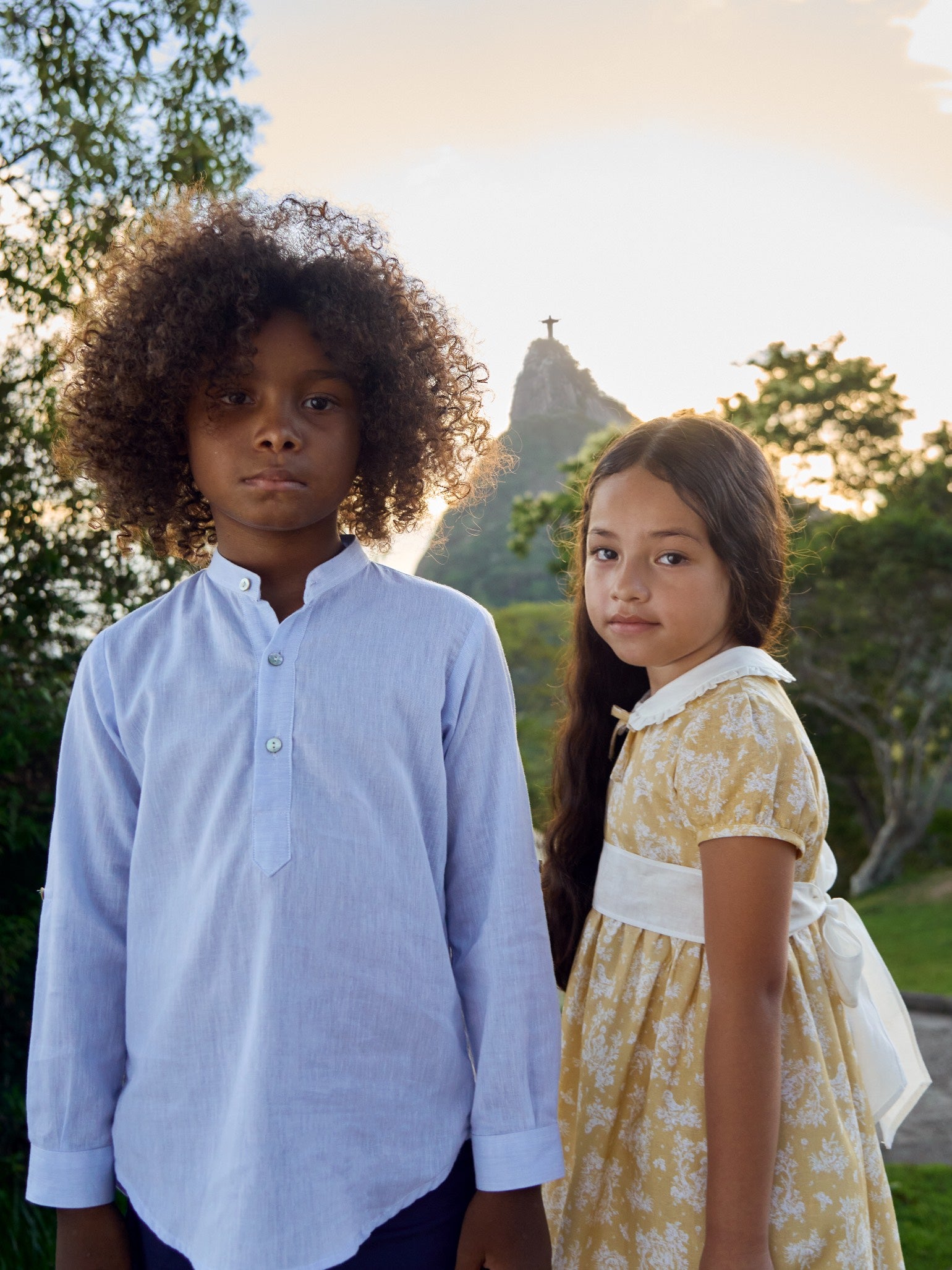 Dusty Blue Jazmin Linen Mix Long Sleeve Boy Shirt