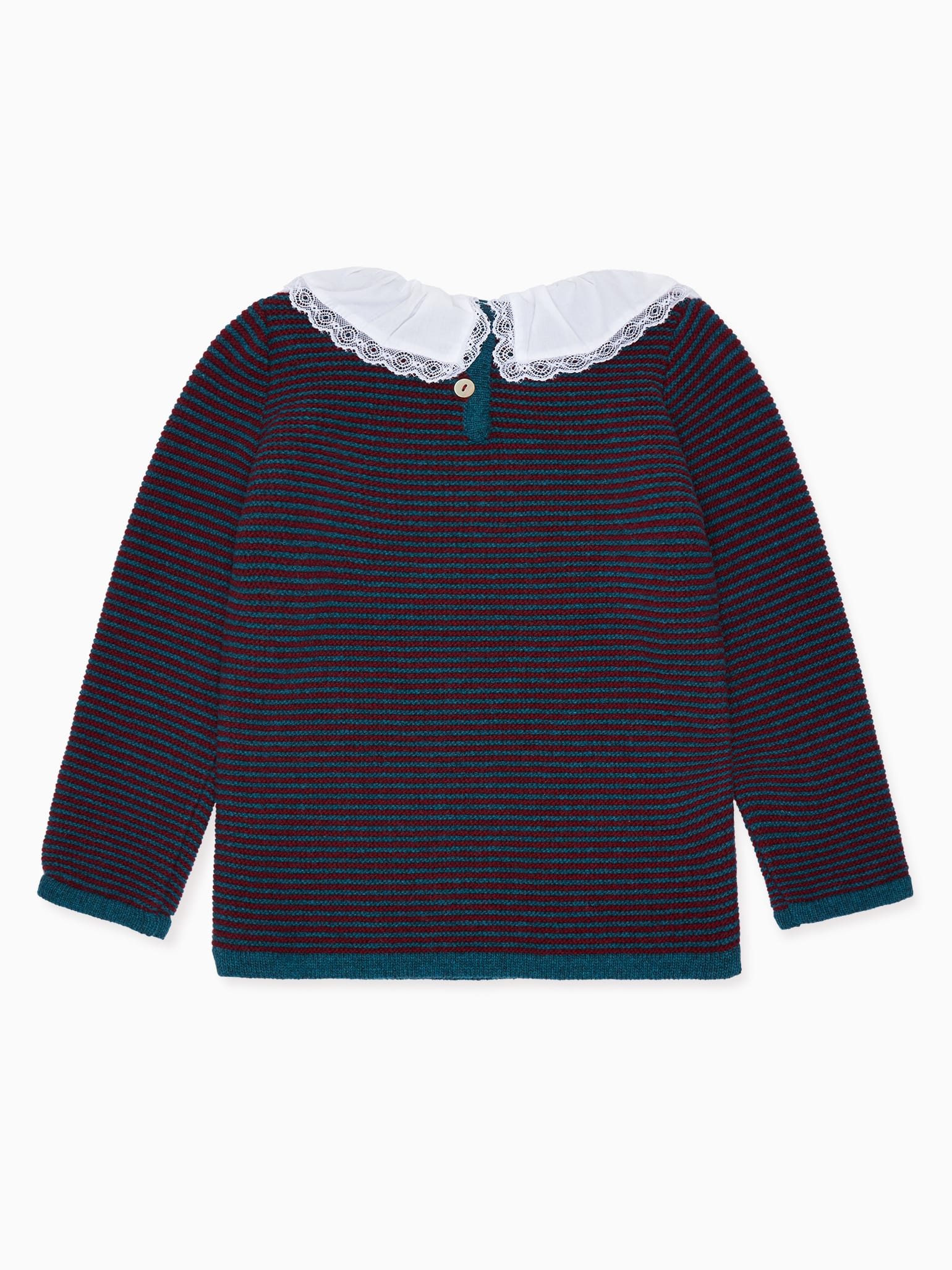 Burgundy Stripe Savannah Merino Girl Jumper