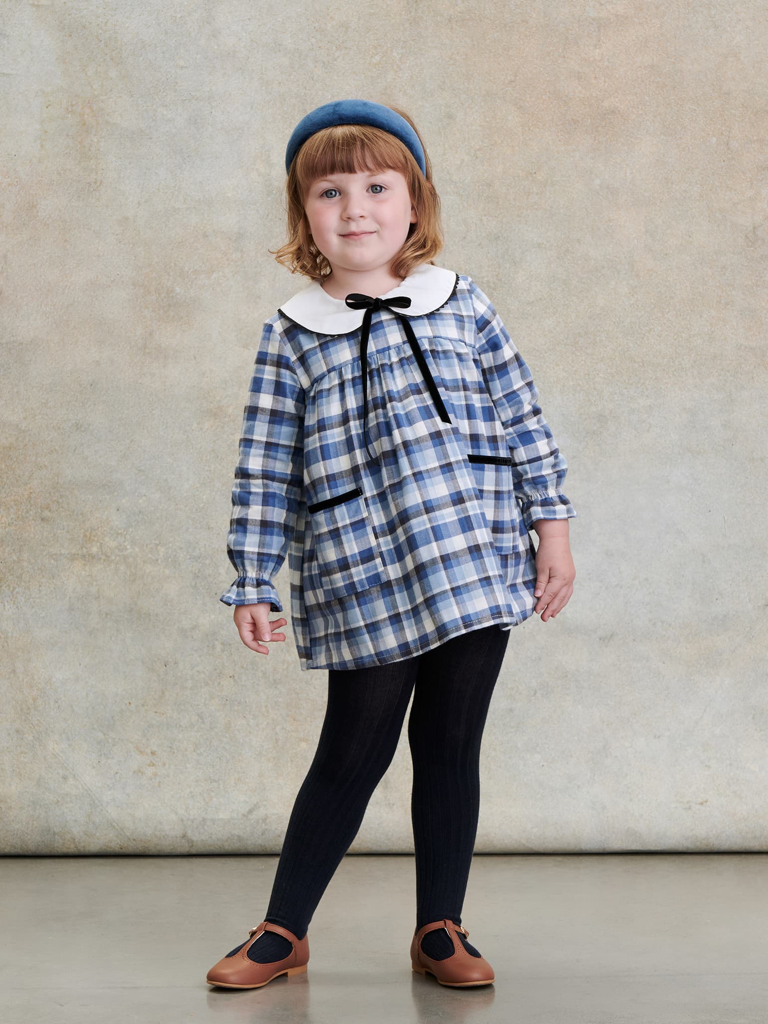 Blue Check Scarlet Baby Girl Set