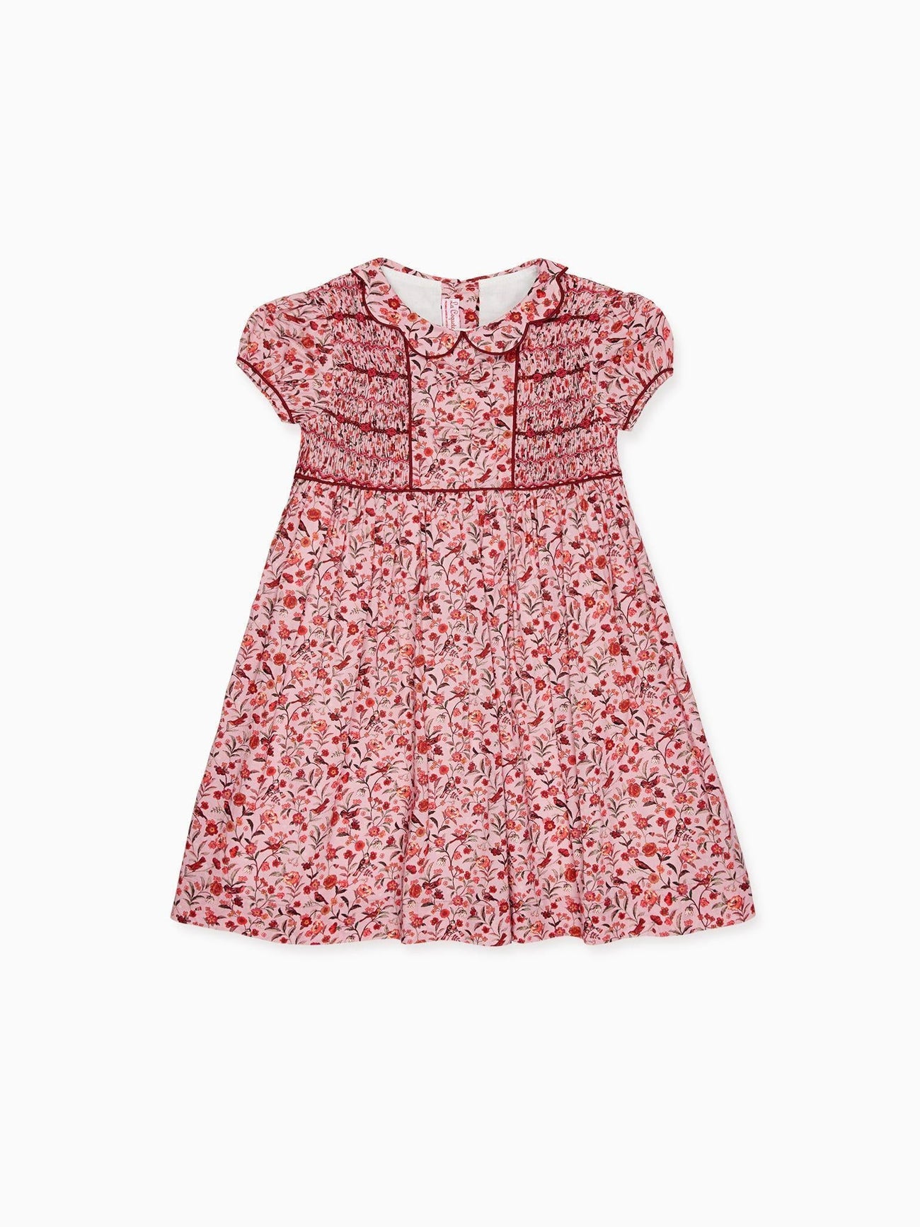 Pink Bird Floral Scarlett Girl Hand-Smocked Dress