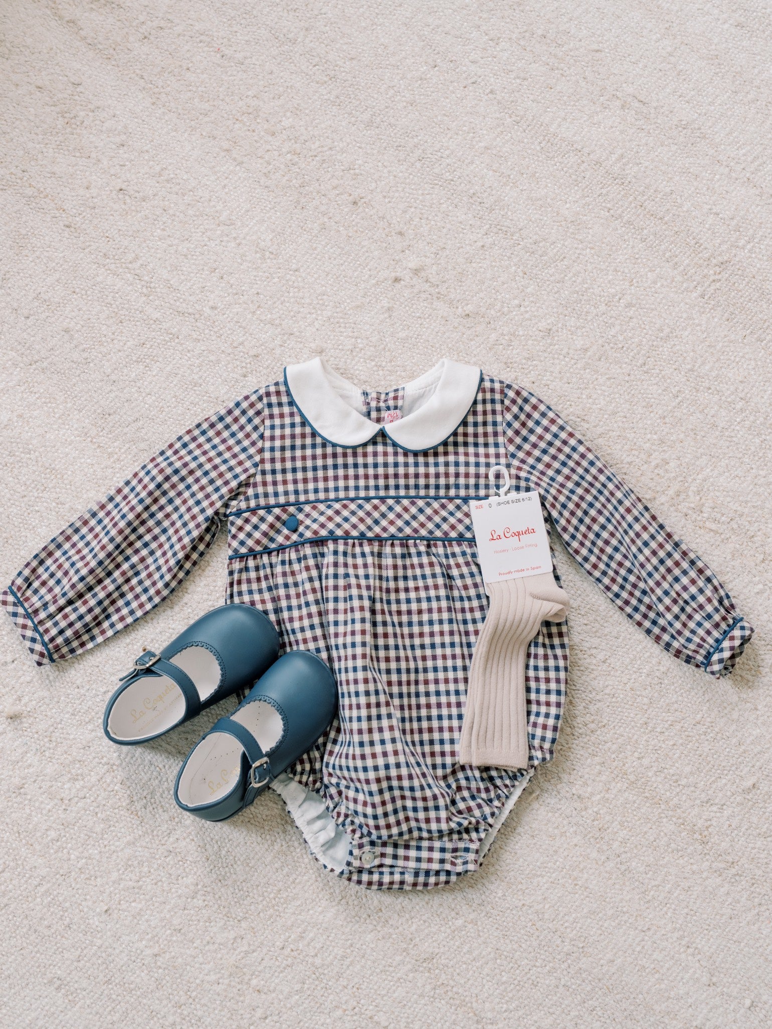 Burgundy Check Senna Baby Romper
