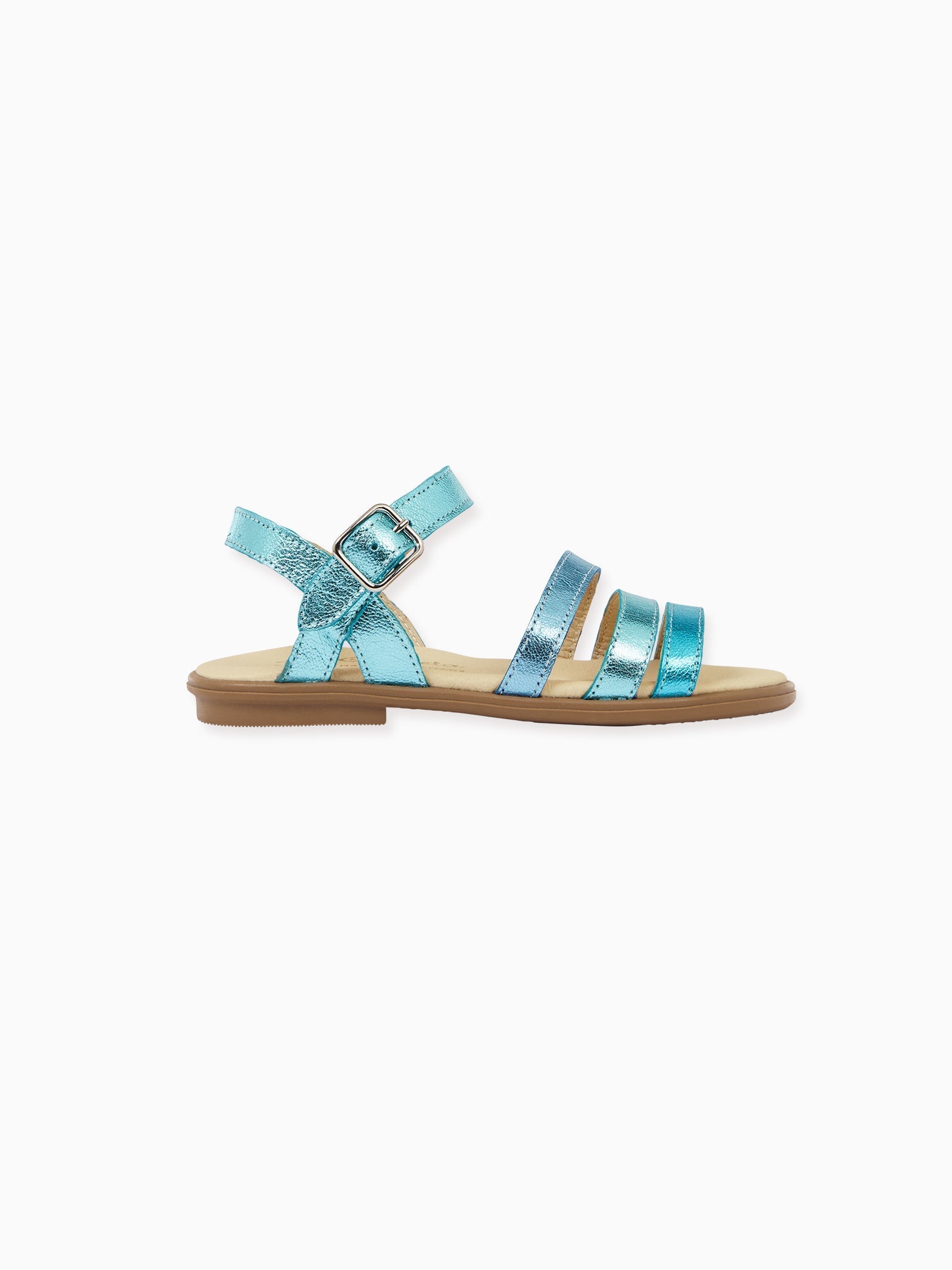 Metallic Turquoise Siena Leather Girl Sandals