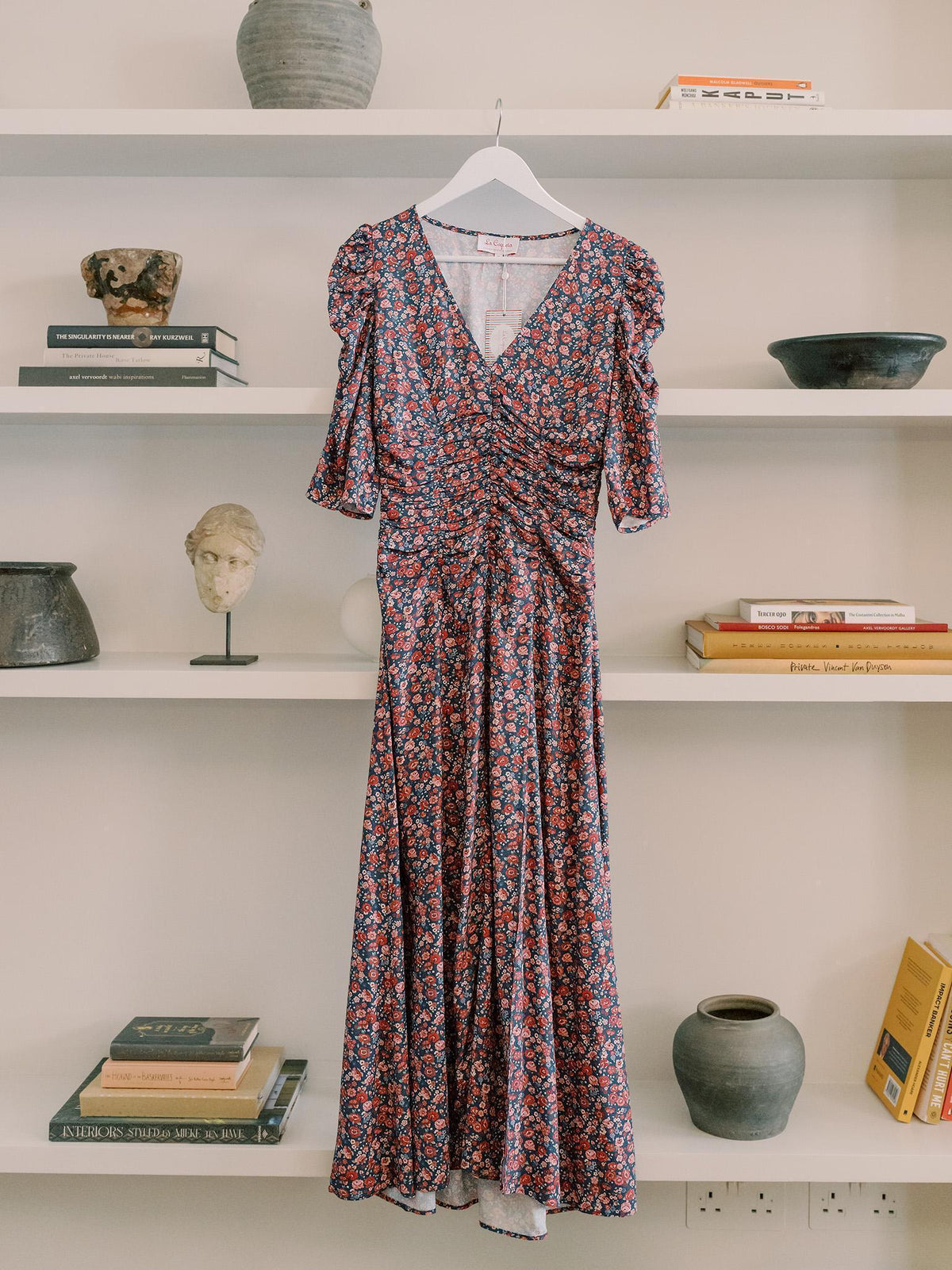 Navy Floral Siena Womens Long Dress