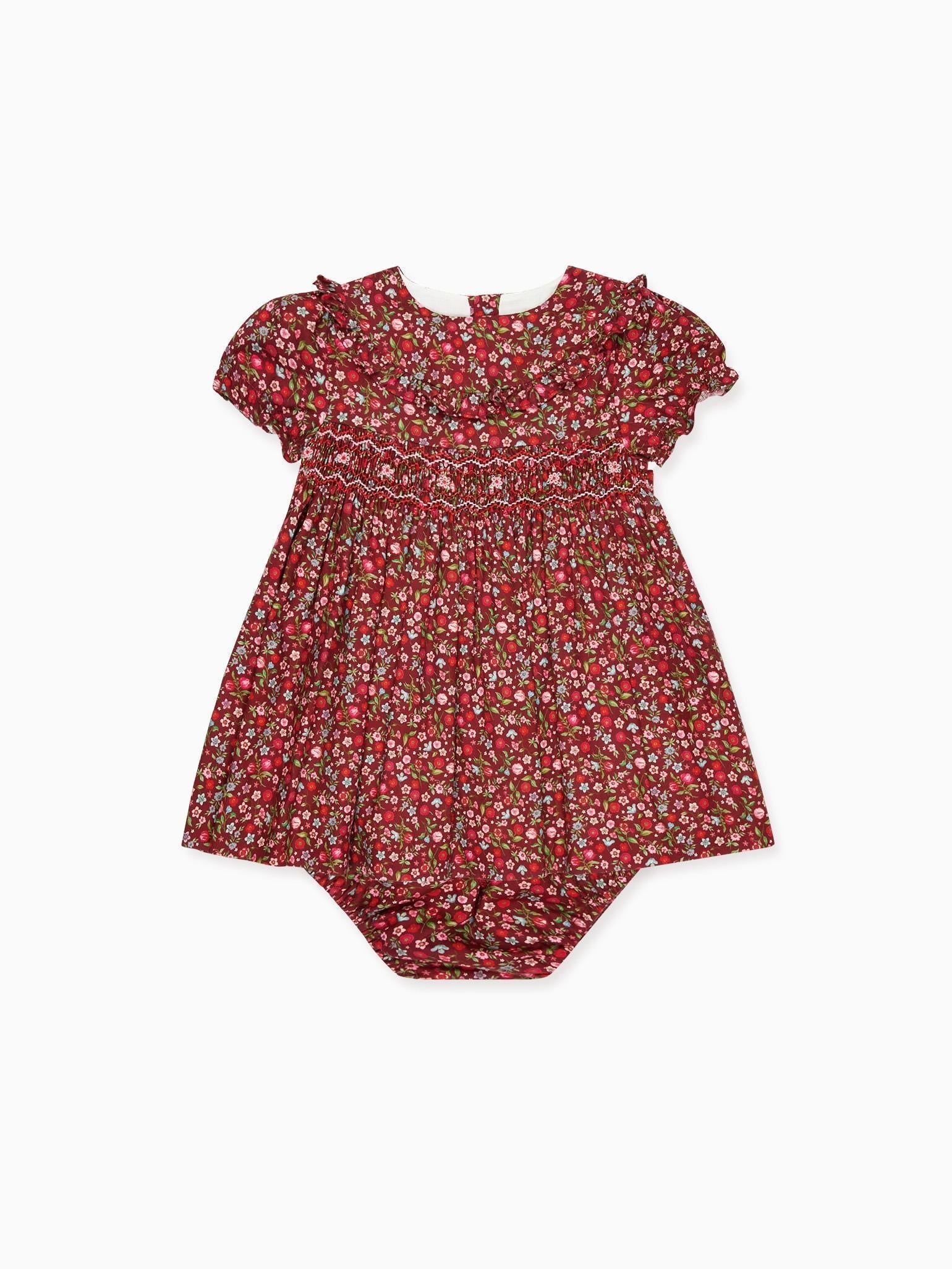Burgundy Floral Silvana Baby Girl Hand-Smocked Set