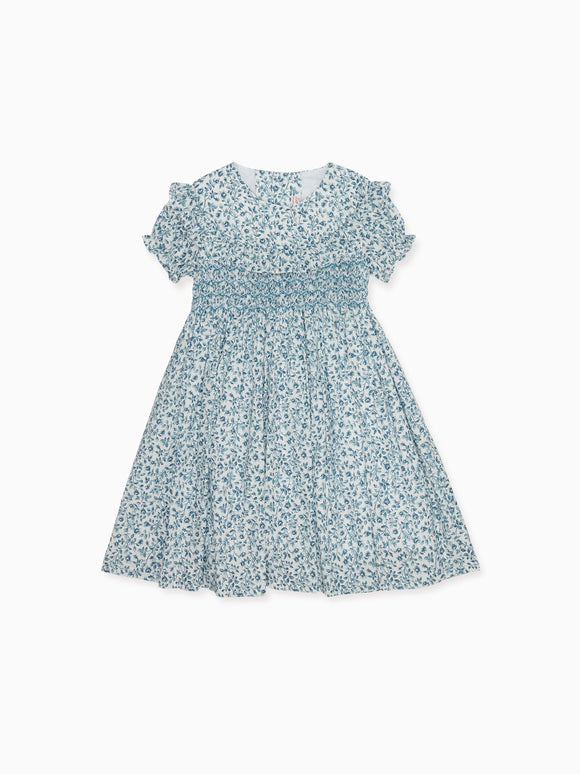 Blue Floral Silvana Girl Hand-Smocked Dress