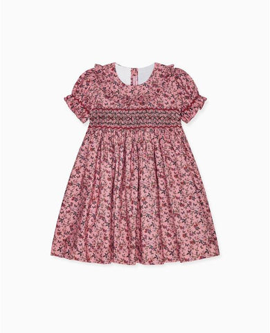 Dusty Pink Floral Silvana Girl Hand-Smocked Dress